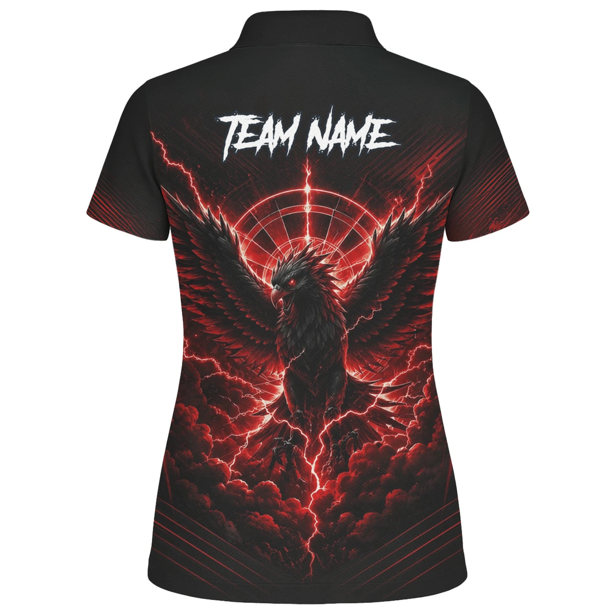 Personalised Black & Red Phoenix Lightning Dartboard Darts Shirt For Women J120