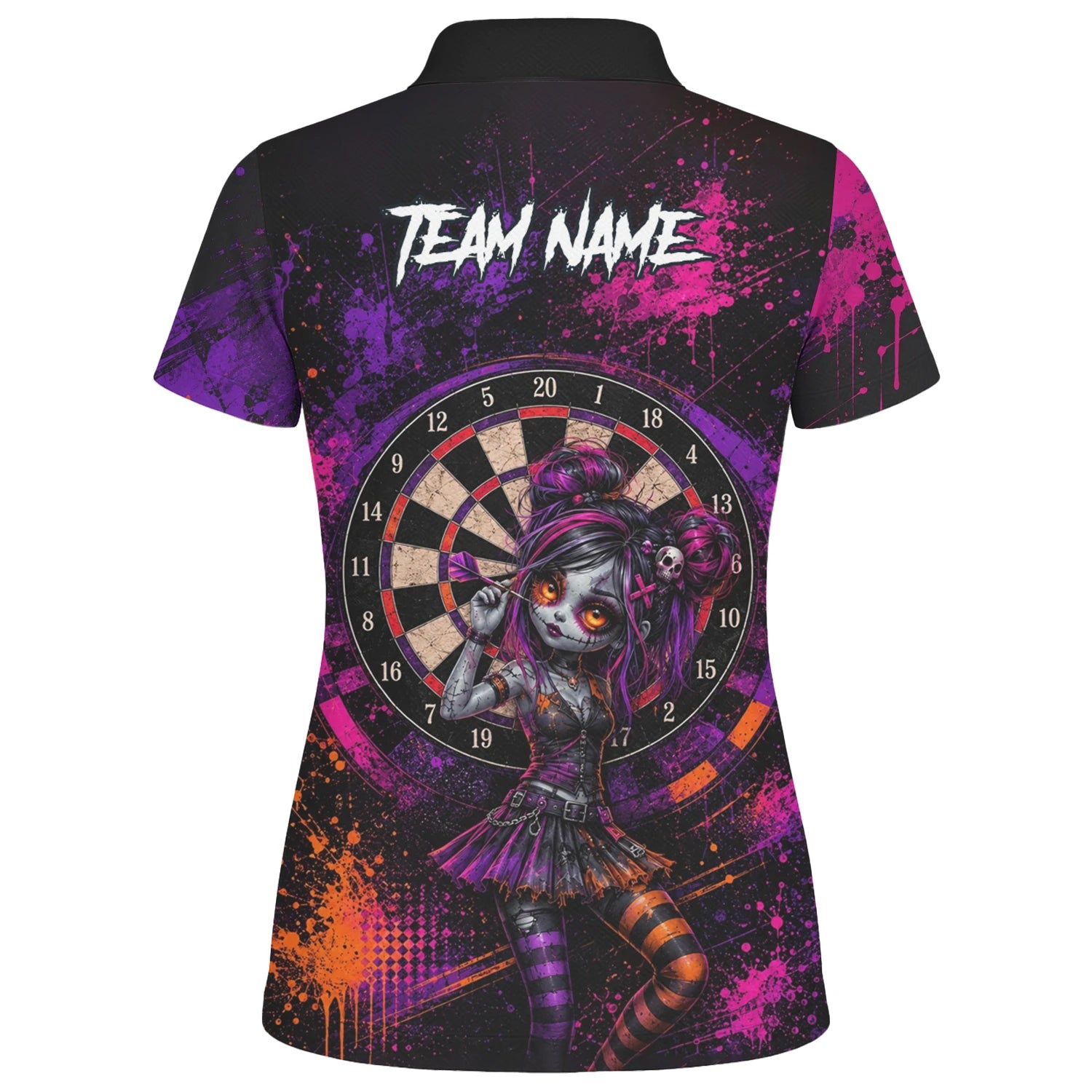 Personalised Black Purple Pink & Orange Gothic Darts Shirt For Women Z641
