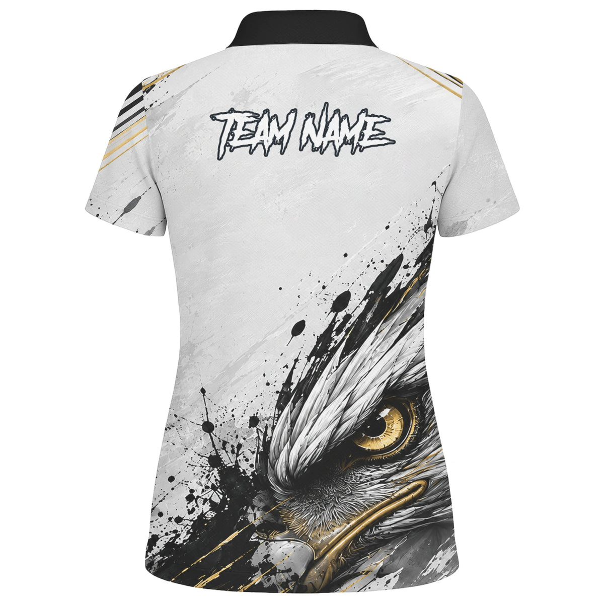 Personalised White Black Gold Bald Eagle Darts Shirt For Women S805
