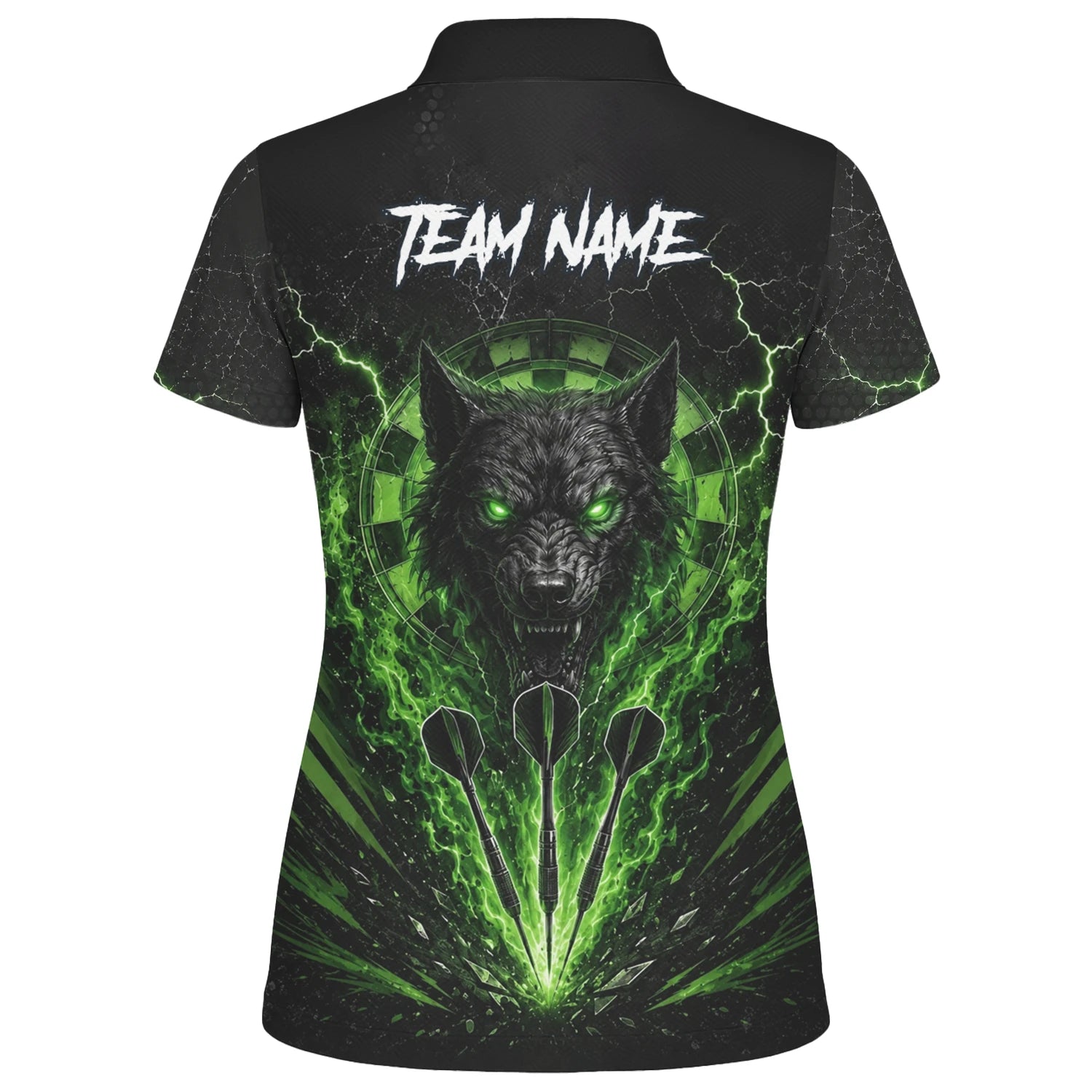 Personalised Black & Green Wolf Dartboard Darts Shirt For Women F303