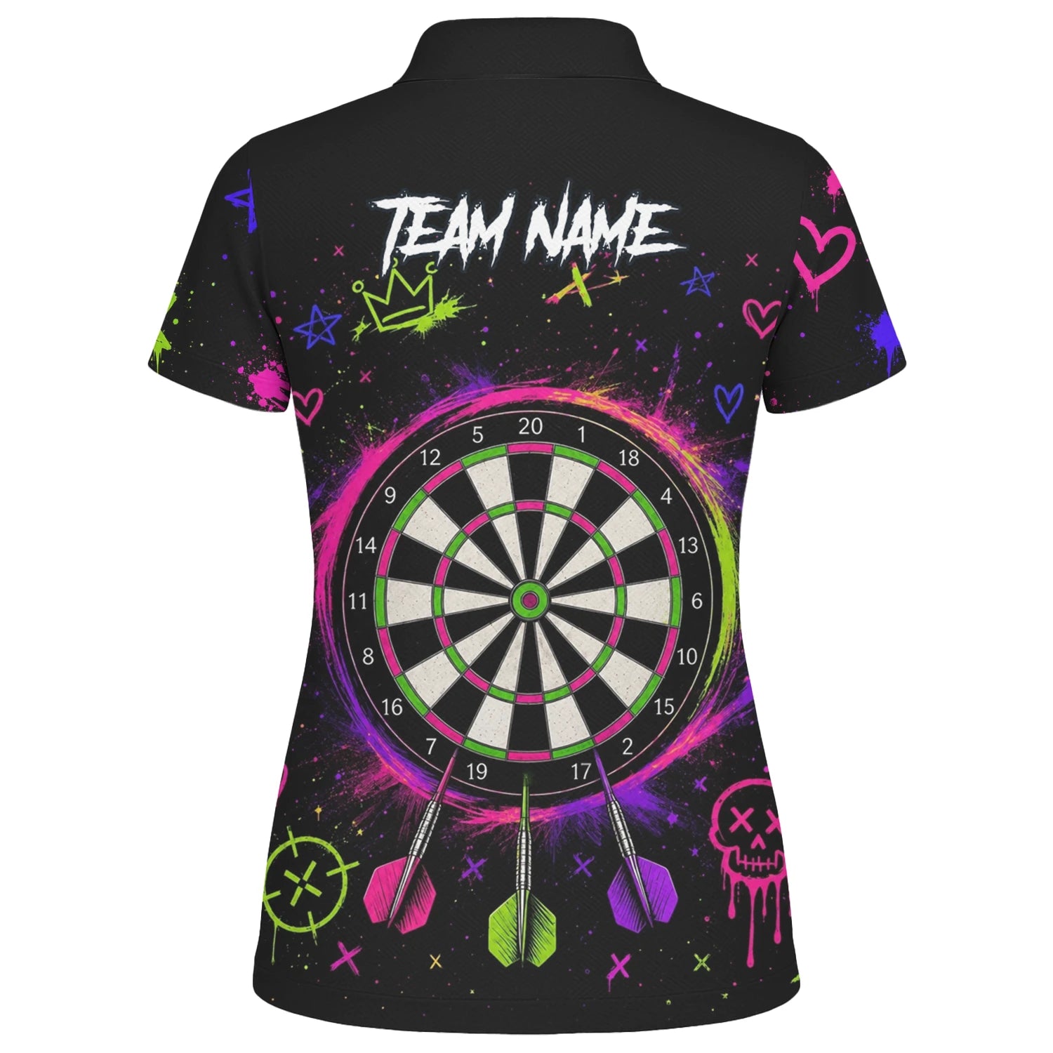 Personalised Black Neon Sugar Skull Woman Darts Shirt For Women K745