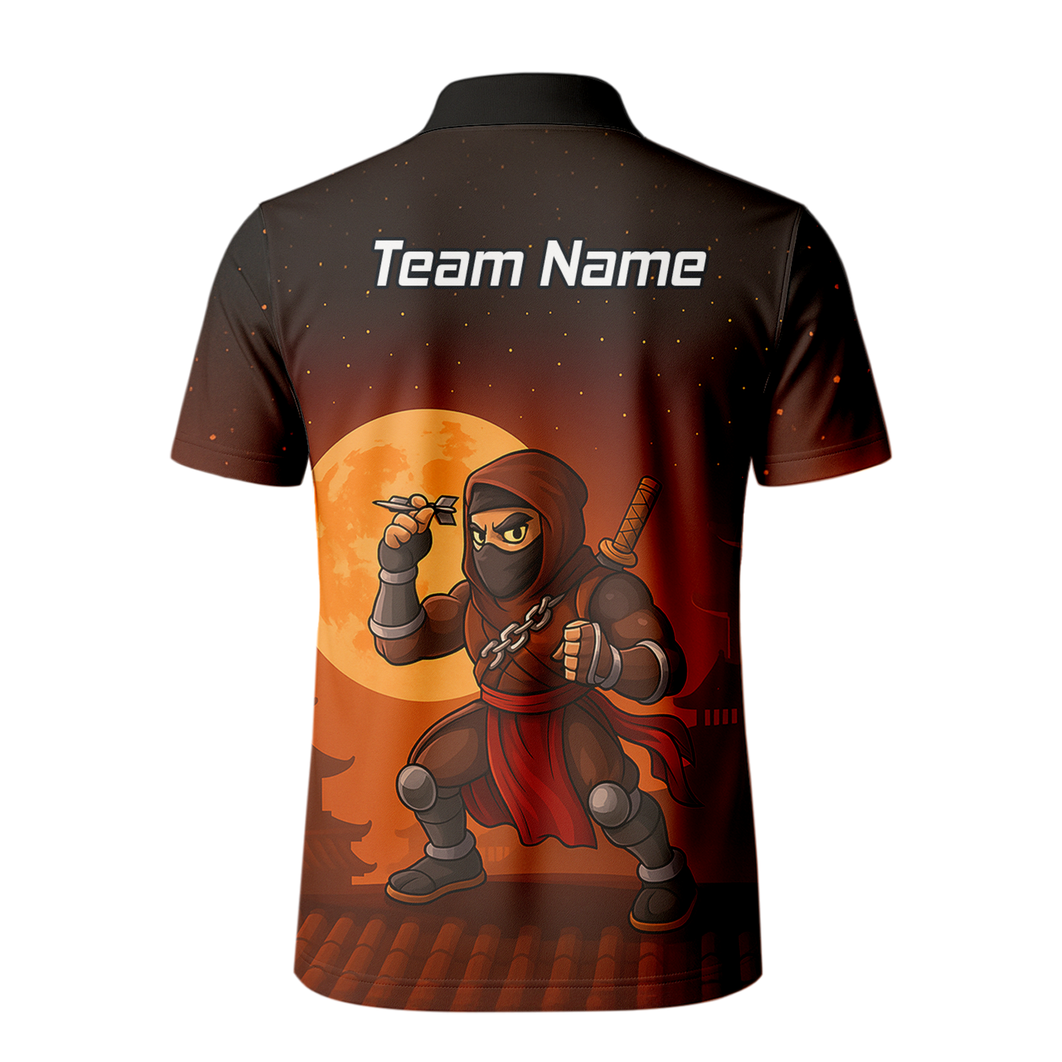Personalised Ninja Moon Darts Polo Shirt Brown Black For Men E2506 additional image 3