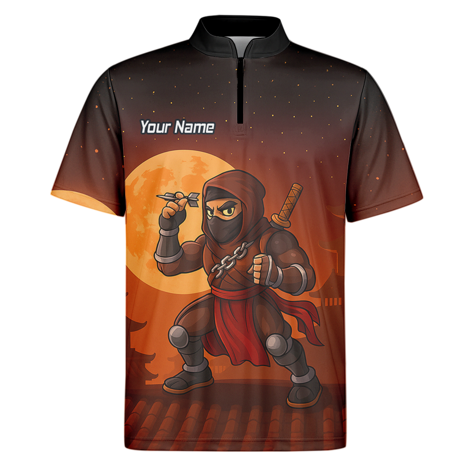 Personalised Ninja Moon Darts Polo Shirt Brown Black For Men E2506 additional image 6
