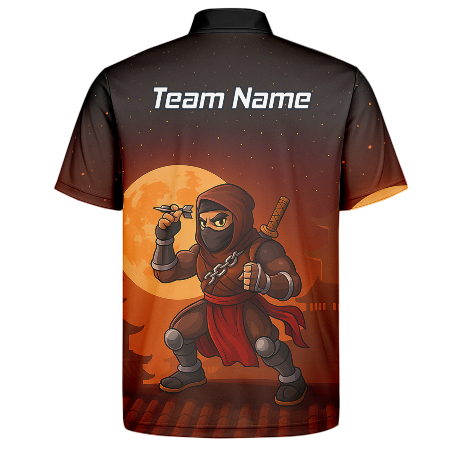 Personalised Ninja Moon Darts Polo Shirt Brown Black For Men E2506 additional image 7