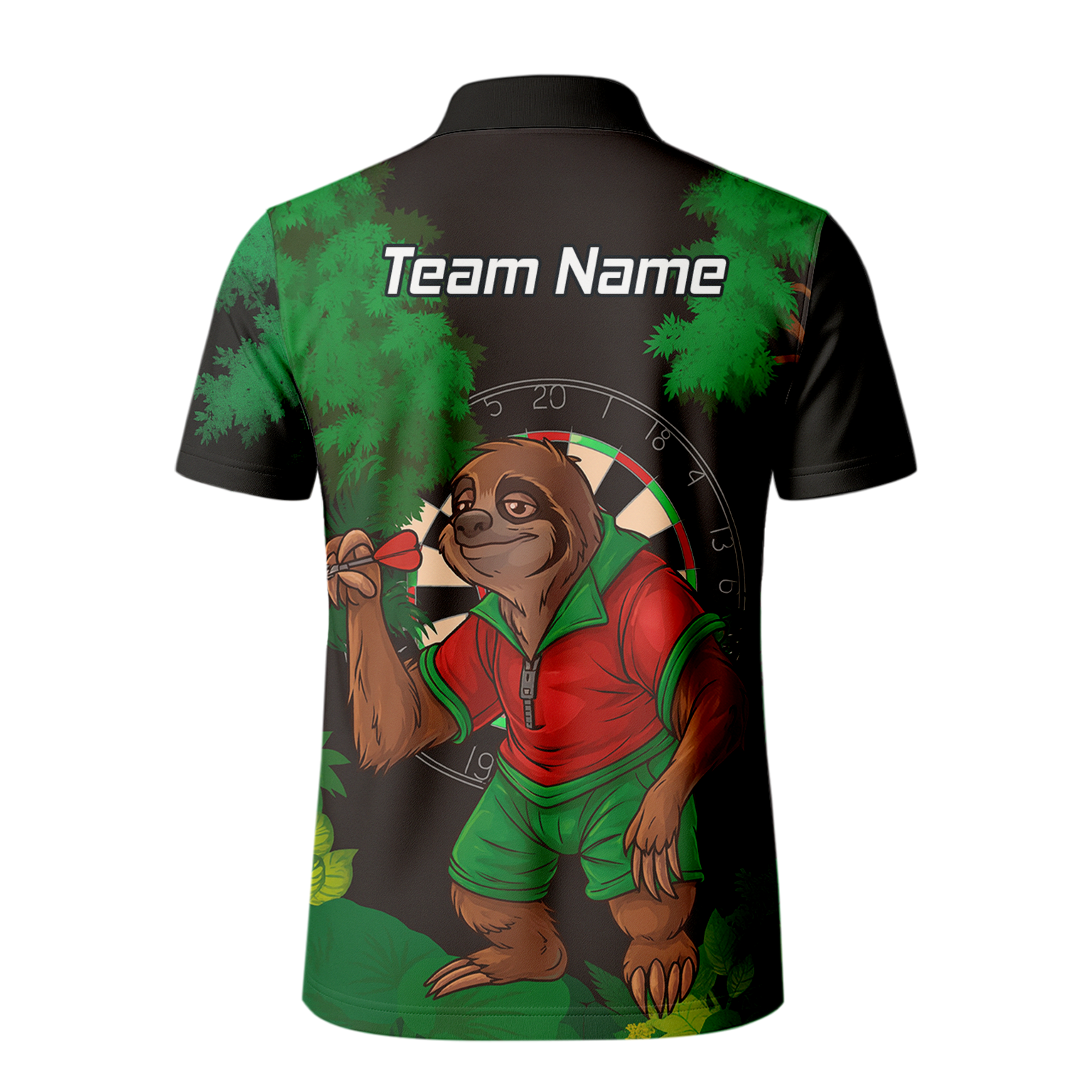 Personalised Sloth Jungle Dart Polo Shirt Black Green Red For Men K9408 additional image 3