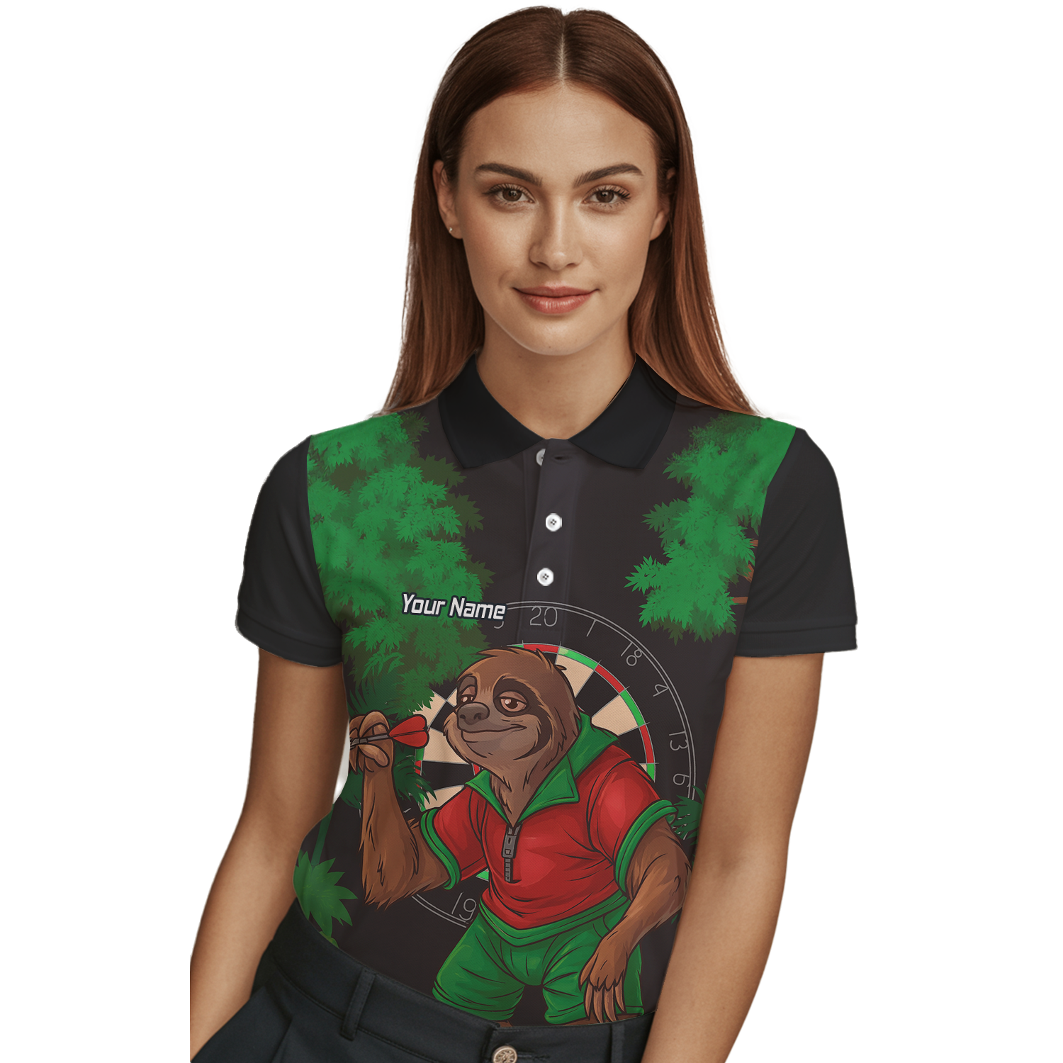 Personalised Sloth Jungle Dart Polo Shirt Black Green Red For Men K9408 additional image 3