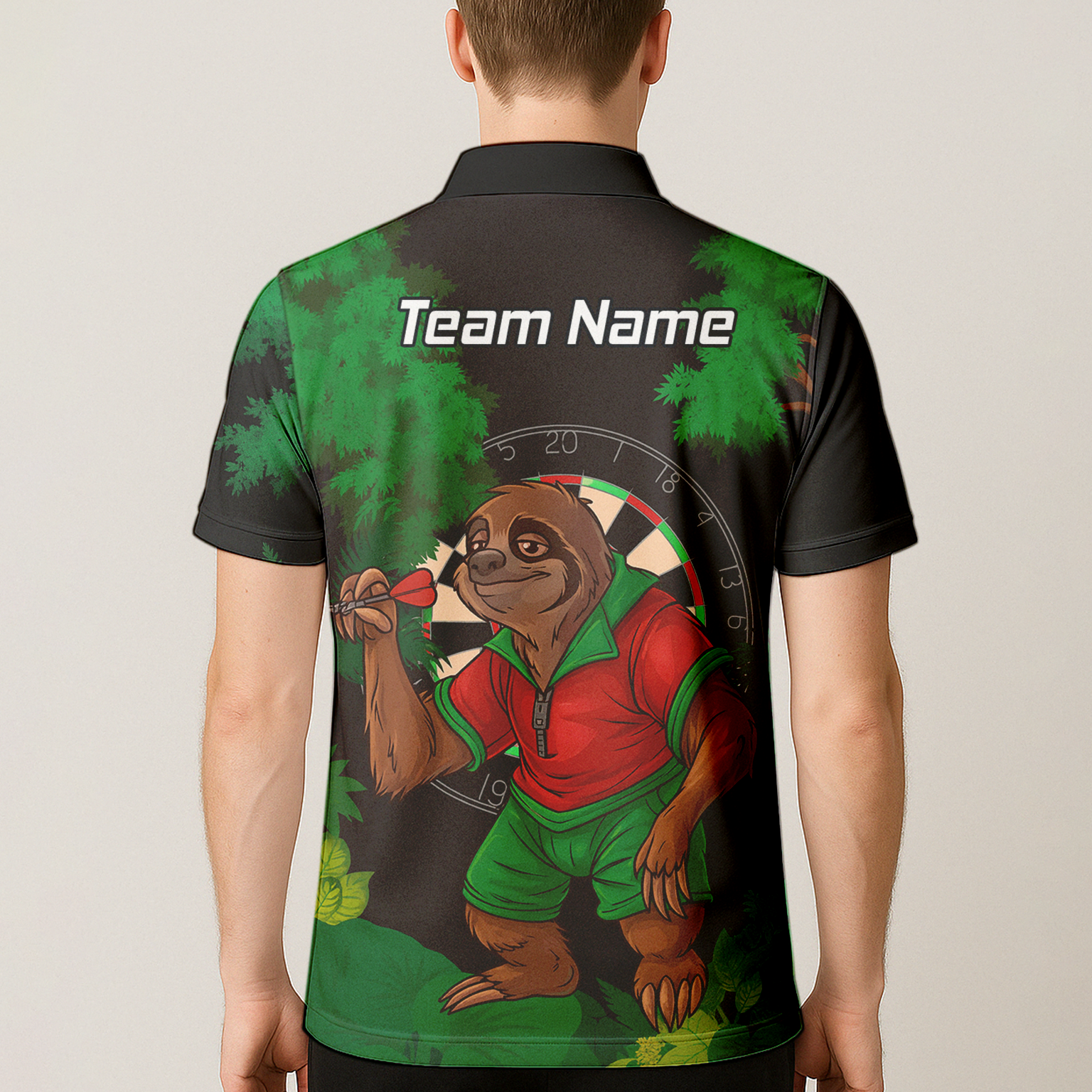 Personalised Sloth Jungle Dart Polo Shirt Black Green Red For Men K9408 additional image 5
