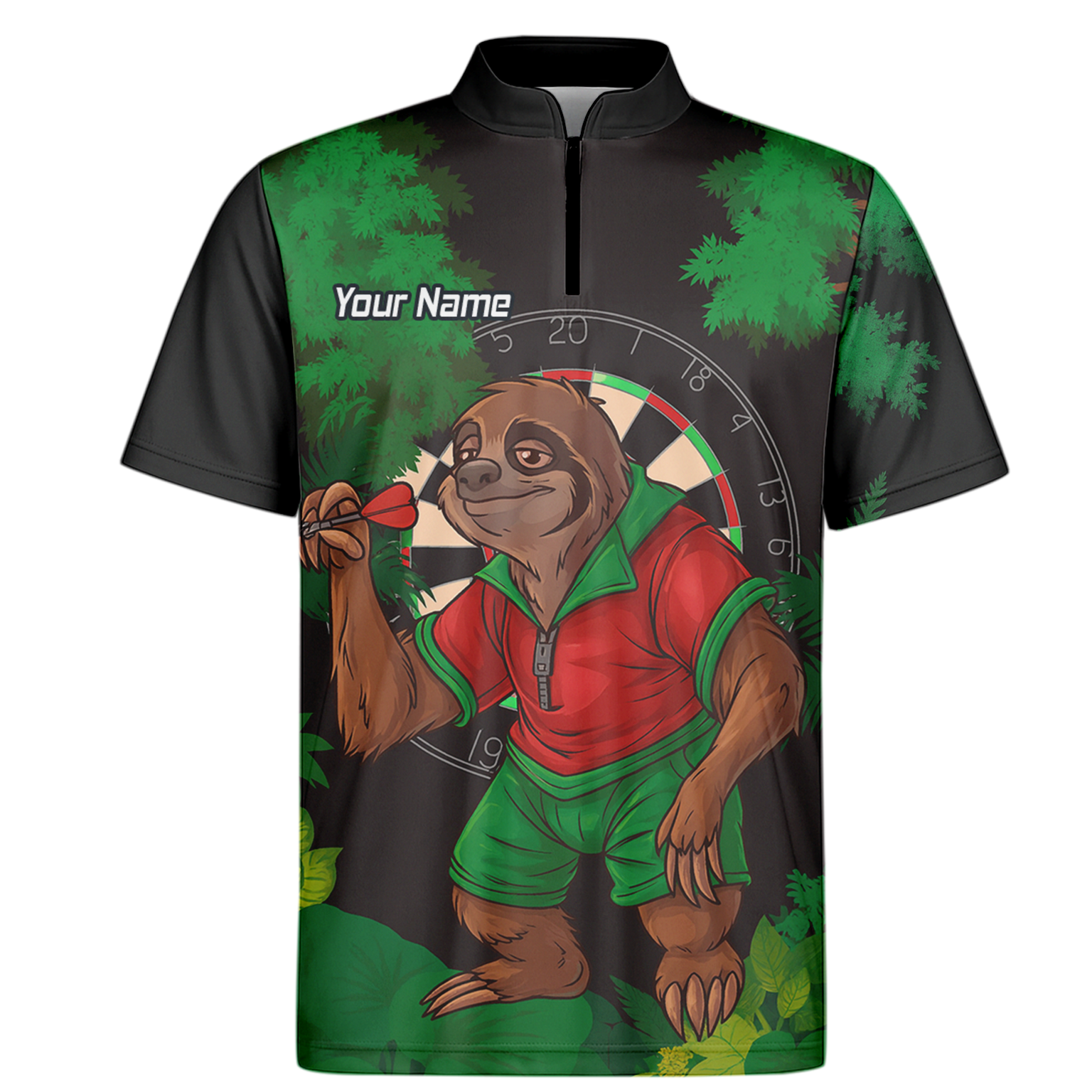 Personalised Sloth Jungle Dart Polo Shirt Black Green Red For Men K9408 additional image 6