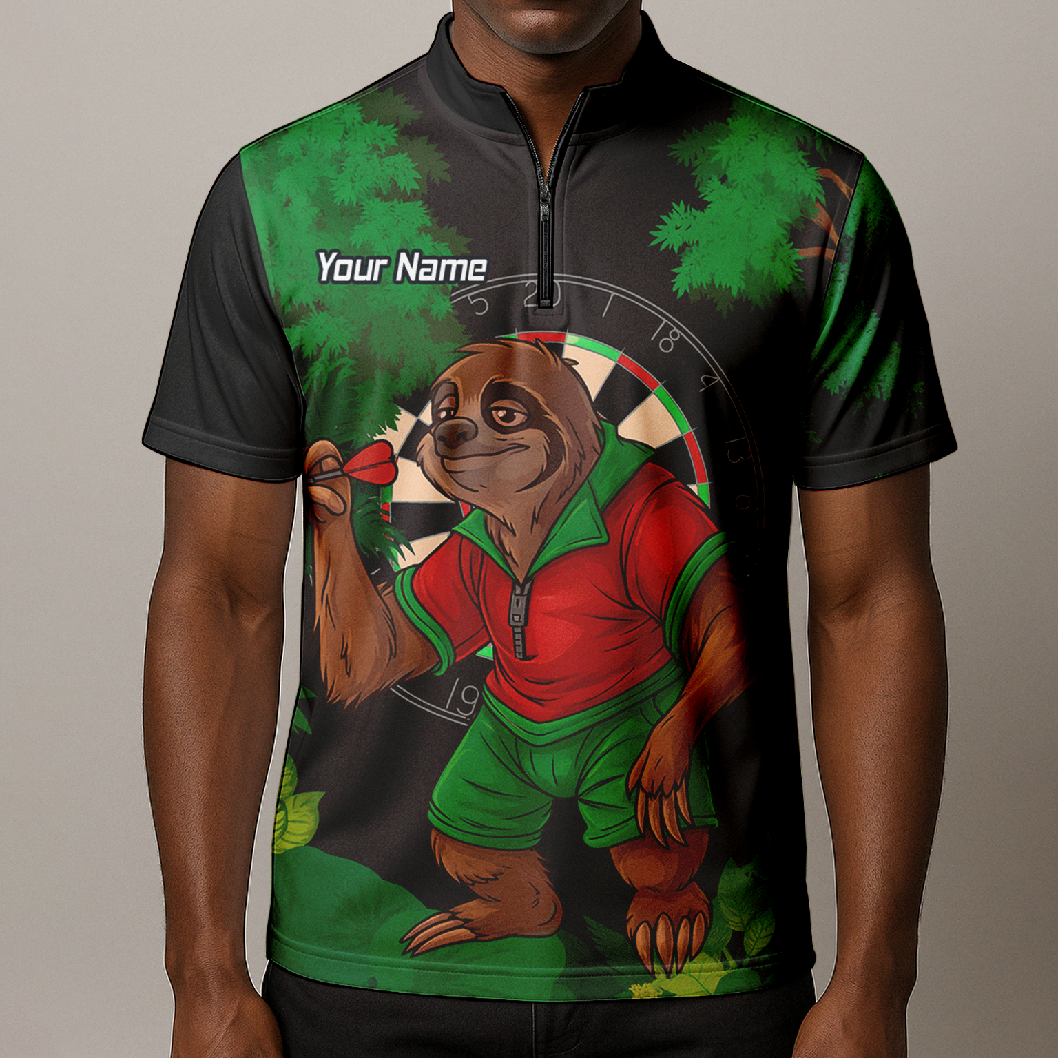 Personalised Sloth Jungle Dart Polo Shirt Black Green Red For Men K9408 additional image 8