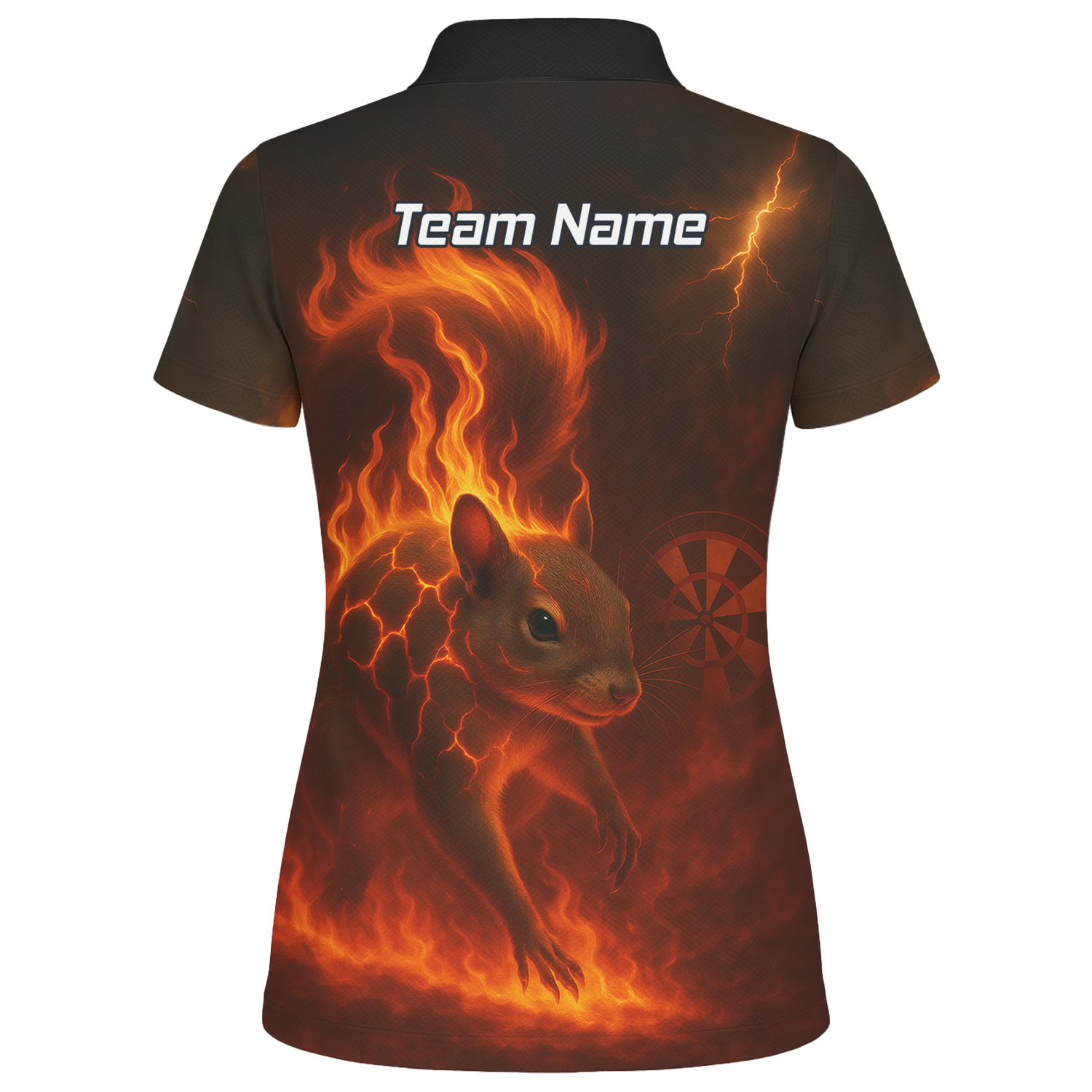 Personalised Flaming Squirrel Dart Polo Shirt Black Red For Men G7659 additional image 2