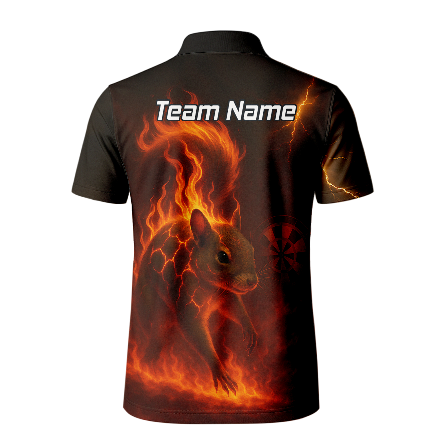 Personalised Flaming Squirrel Dart Polo Shirt Black Red For Men G7659 additional image 3