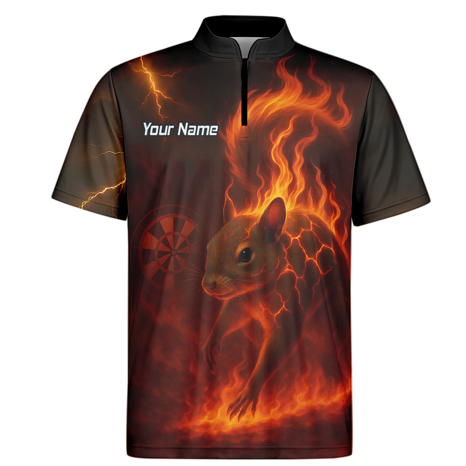Personalised Flaming Squirrel Dart Polo Shirt Black Red For Men G7659 additional image 6