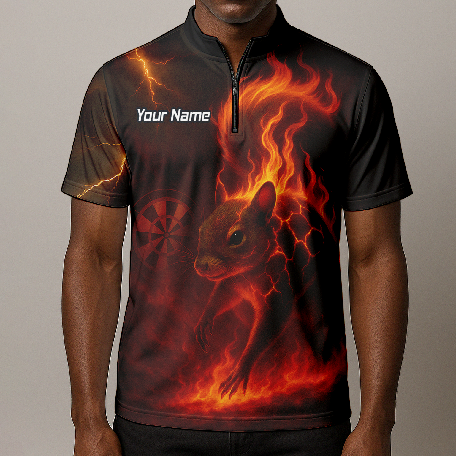 Personalised Flaming Squirrel Dart Polo Shirt Black Red For Men G7659 additional image 8