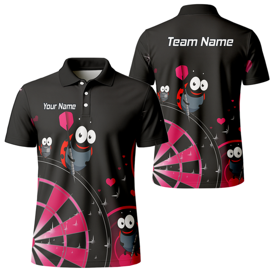Personalised Ladybug Darts Polo Shirt Black Pink For Men E3635 main image - polo No