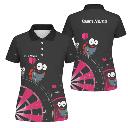 Personalised Ladybug Darts Polo Shirt Black Pink For Men E3635 main image - polo No