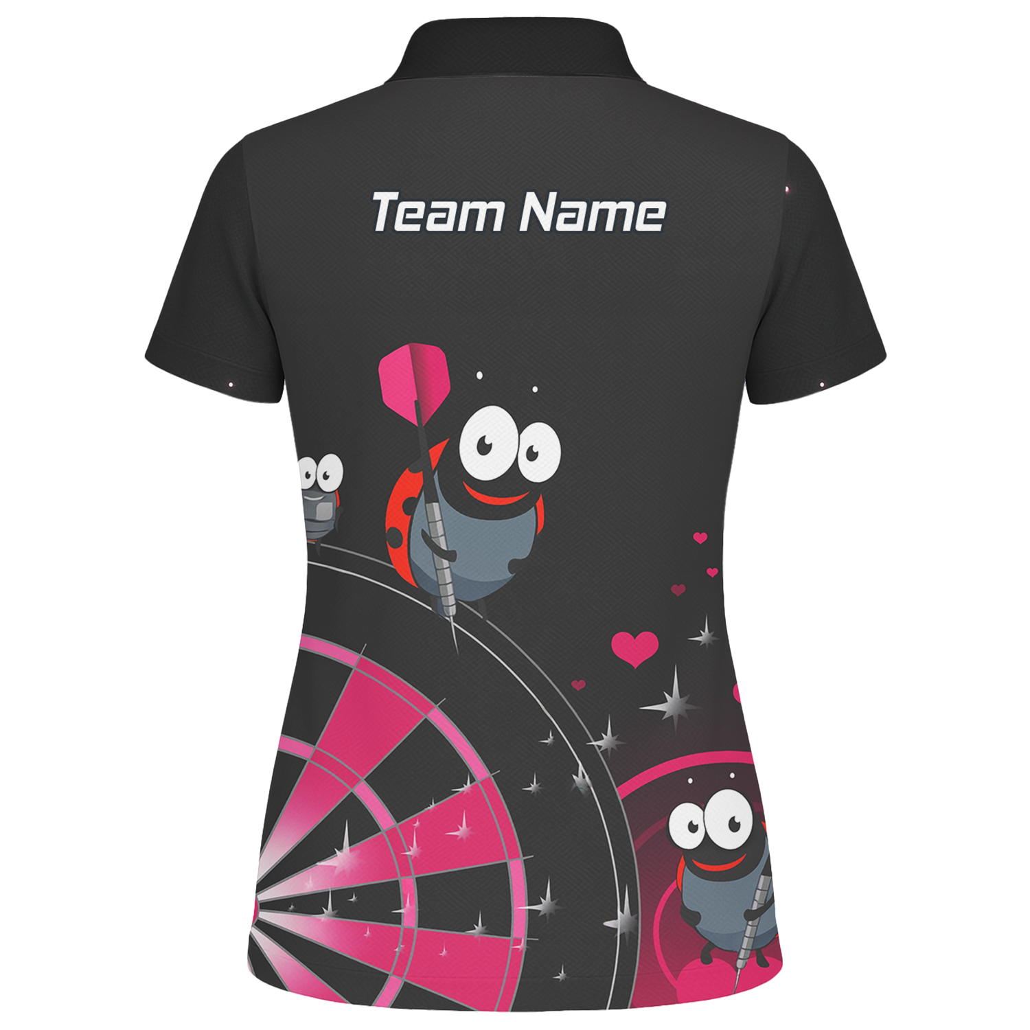 Personalised Ladybug Darts Polo Shirt Black Pink For Men E3635 additional image 2