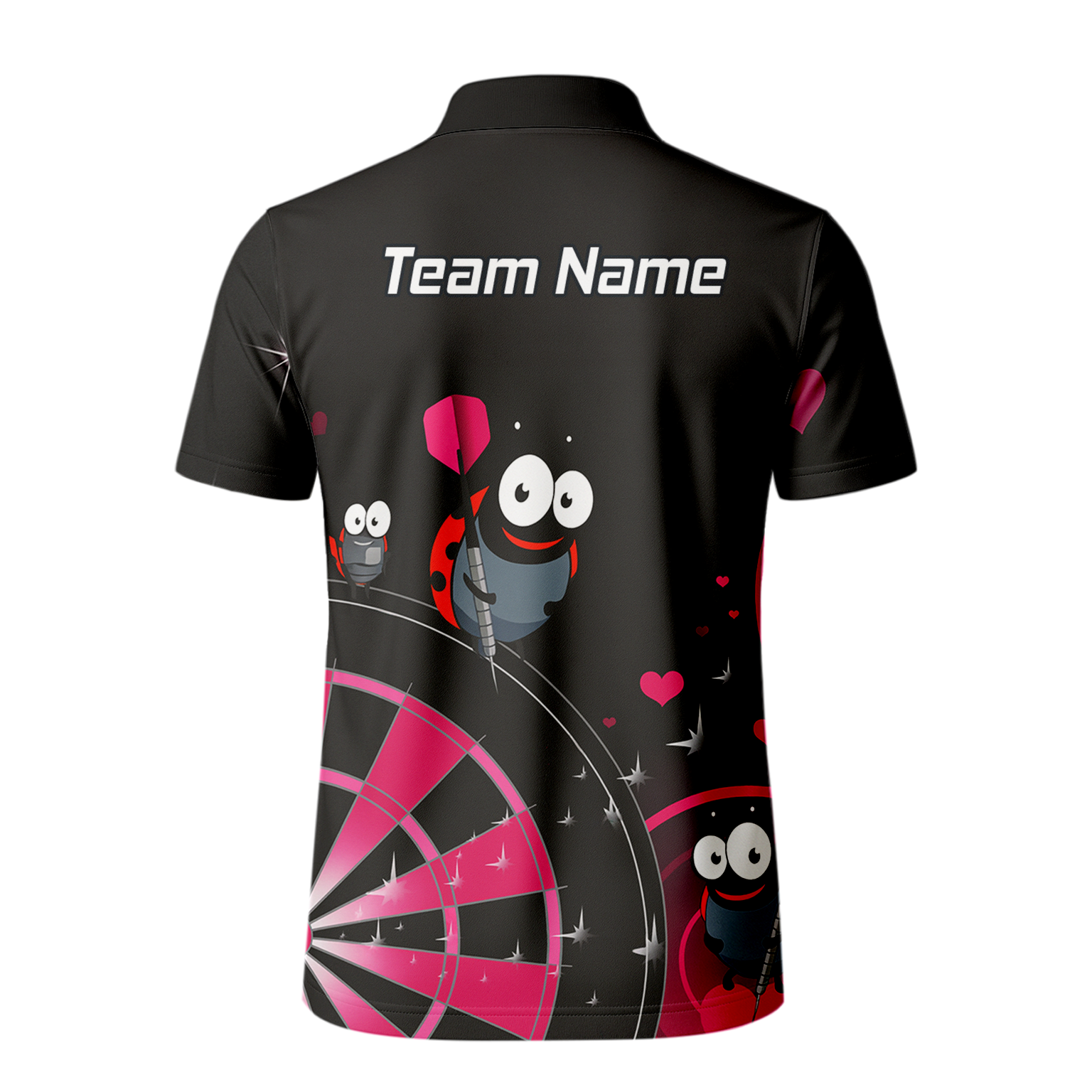 Personalised Ladybug Darts Polo Shirt Black Pink For Men E3635 additional image 3