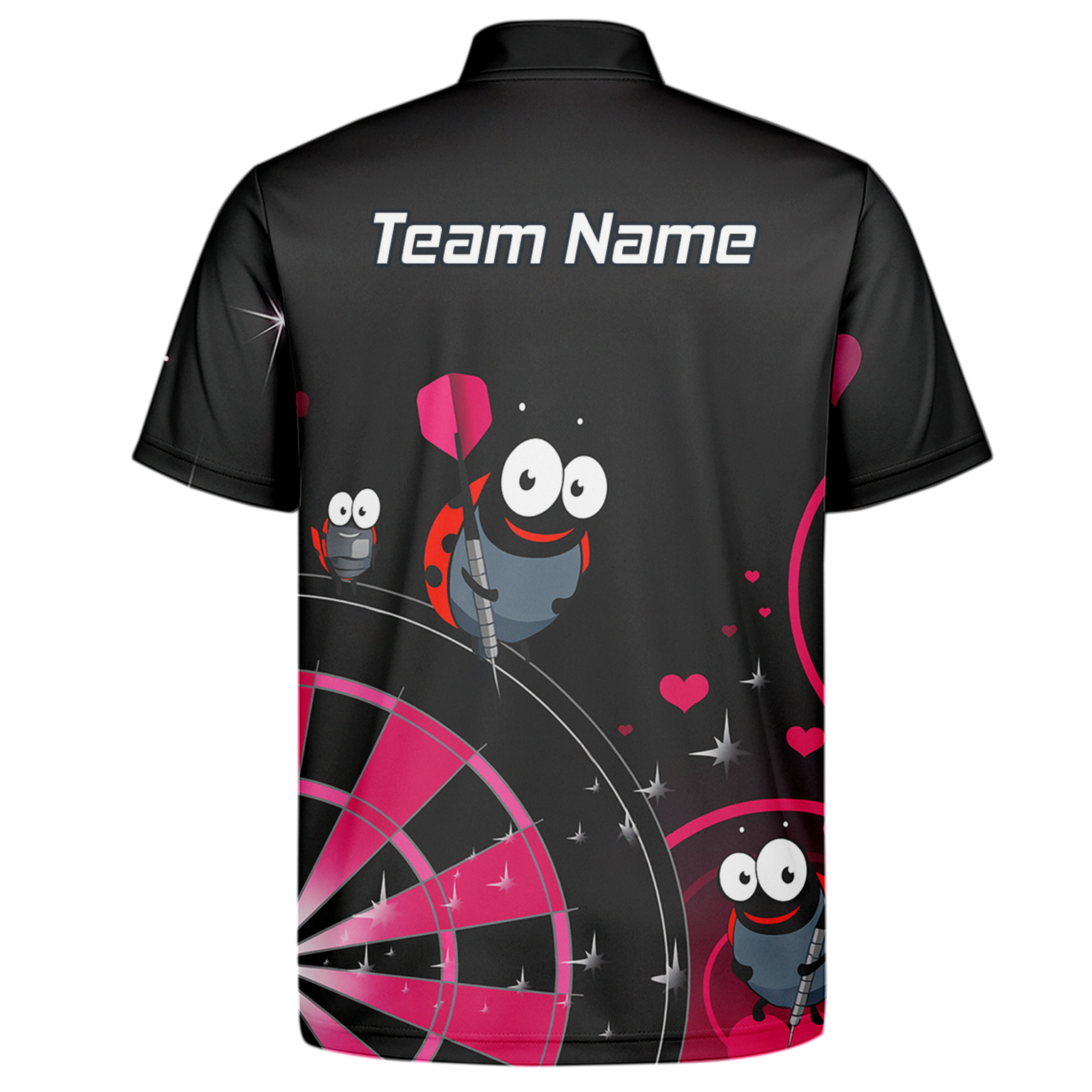 Personalised Ladybug Darts Polo Shirt Black Pink For Men E3635 additional image 7
