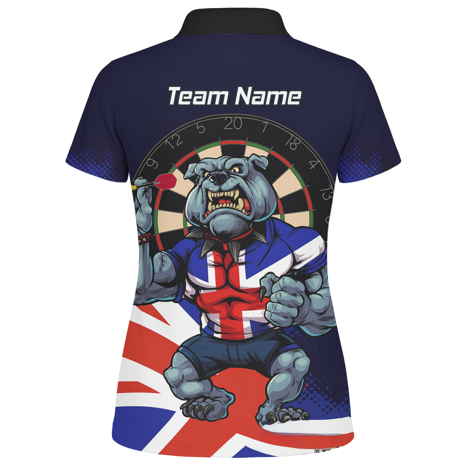 Personalised British Bulldog UK Darts Polo Shirt Navy Union Jack For Men L8151 additional image 2