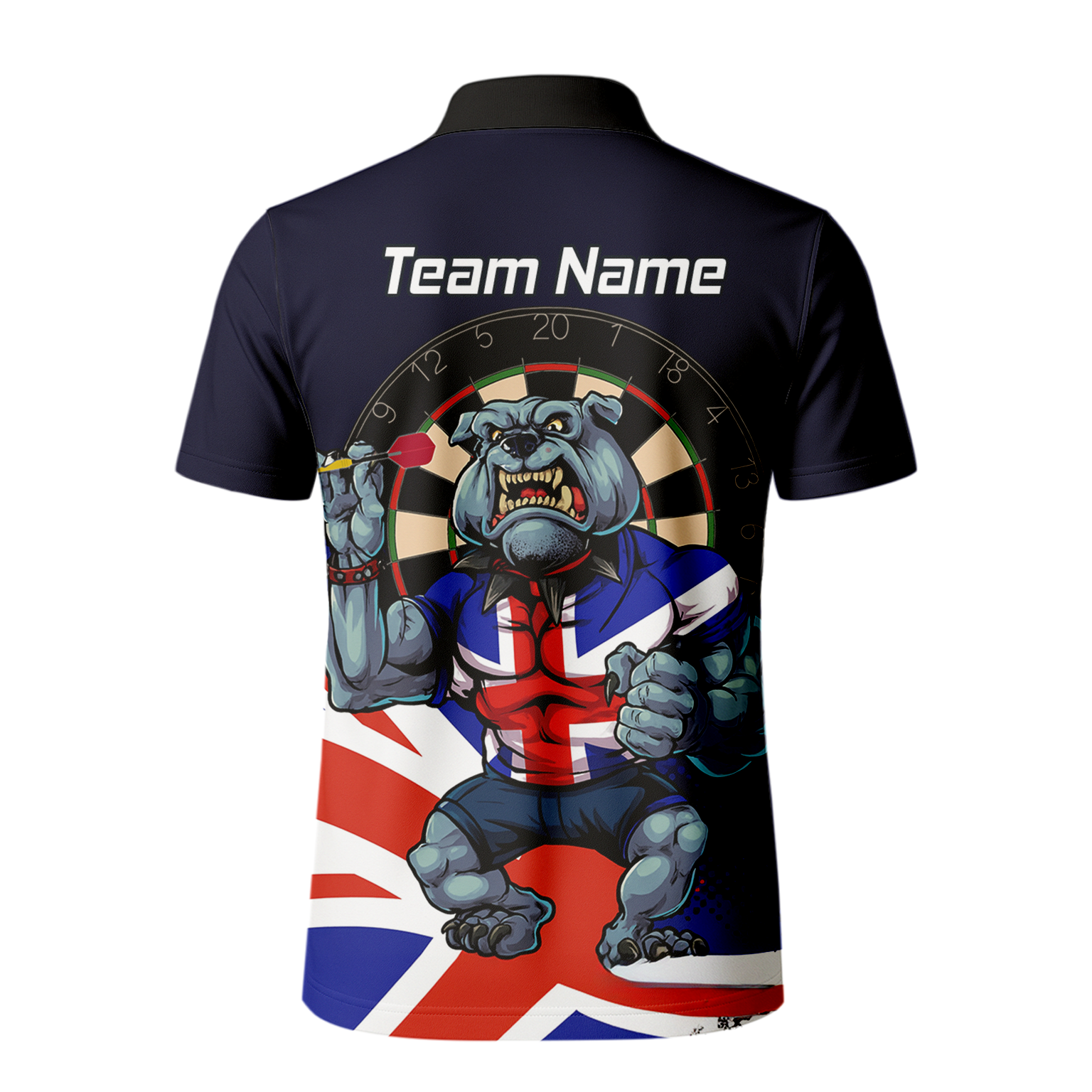 Personalised British Bulldog UK Darts Polo Shirt Navy Union Jack For Men L8151 additional image 3