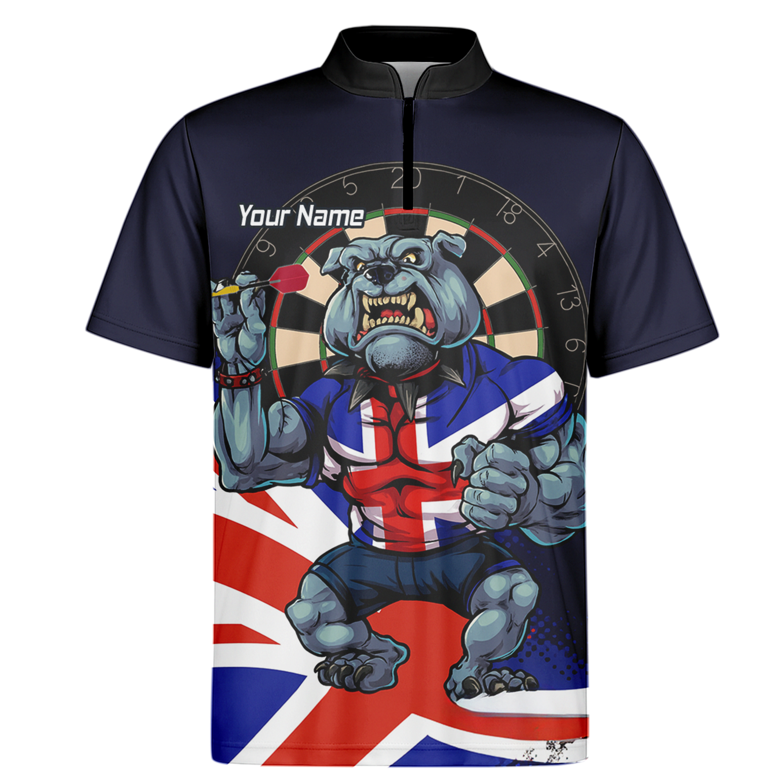 Personalised British Bulldog UK Darts Polo Shirt Navy Union Jack For Men L8151 additional image 6