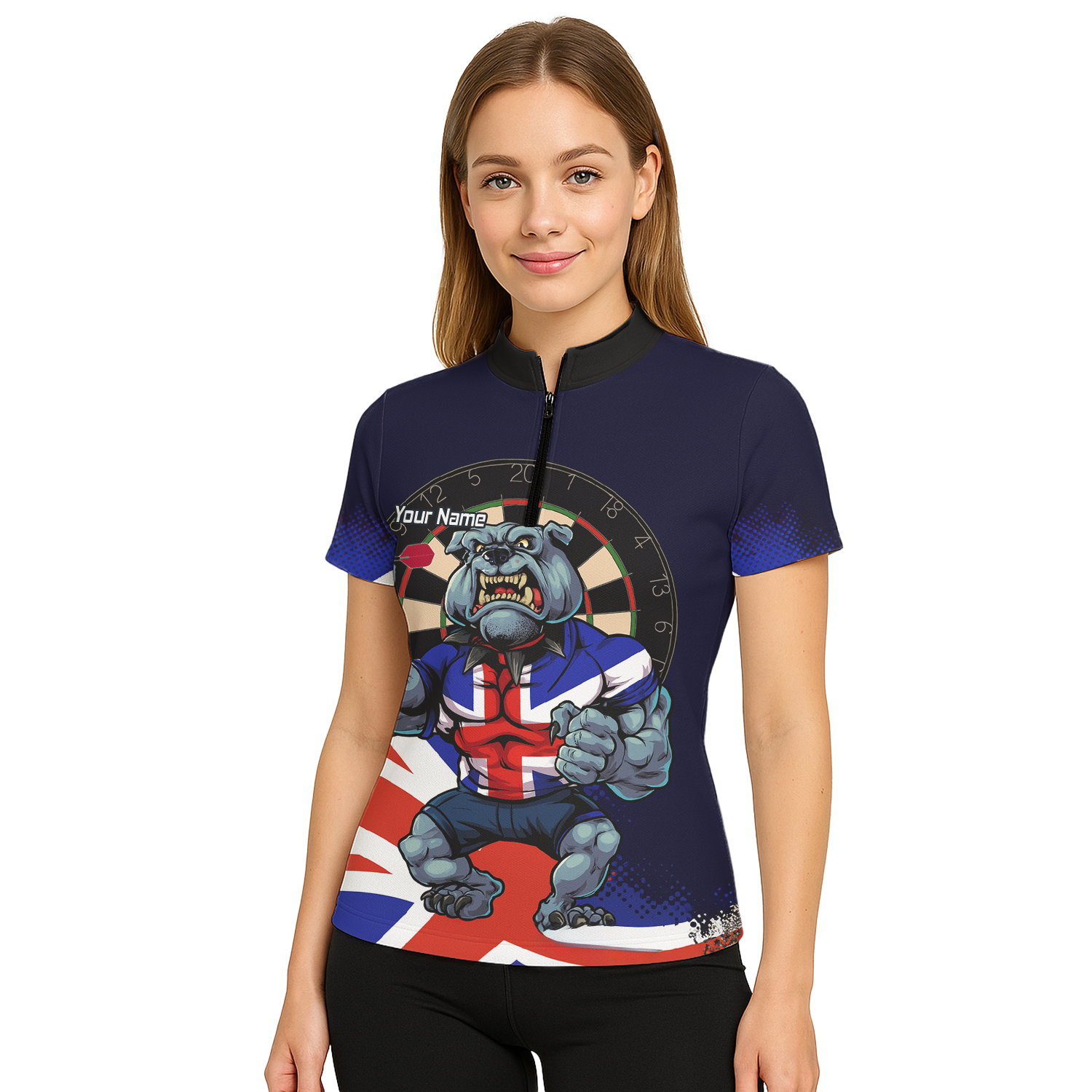Personalised British Bulldog UK Darts Polo Shirt Navy Union Jack For Men L8151 additional image 5