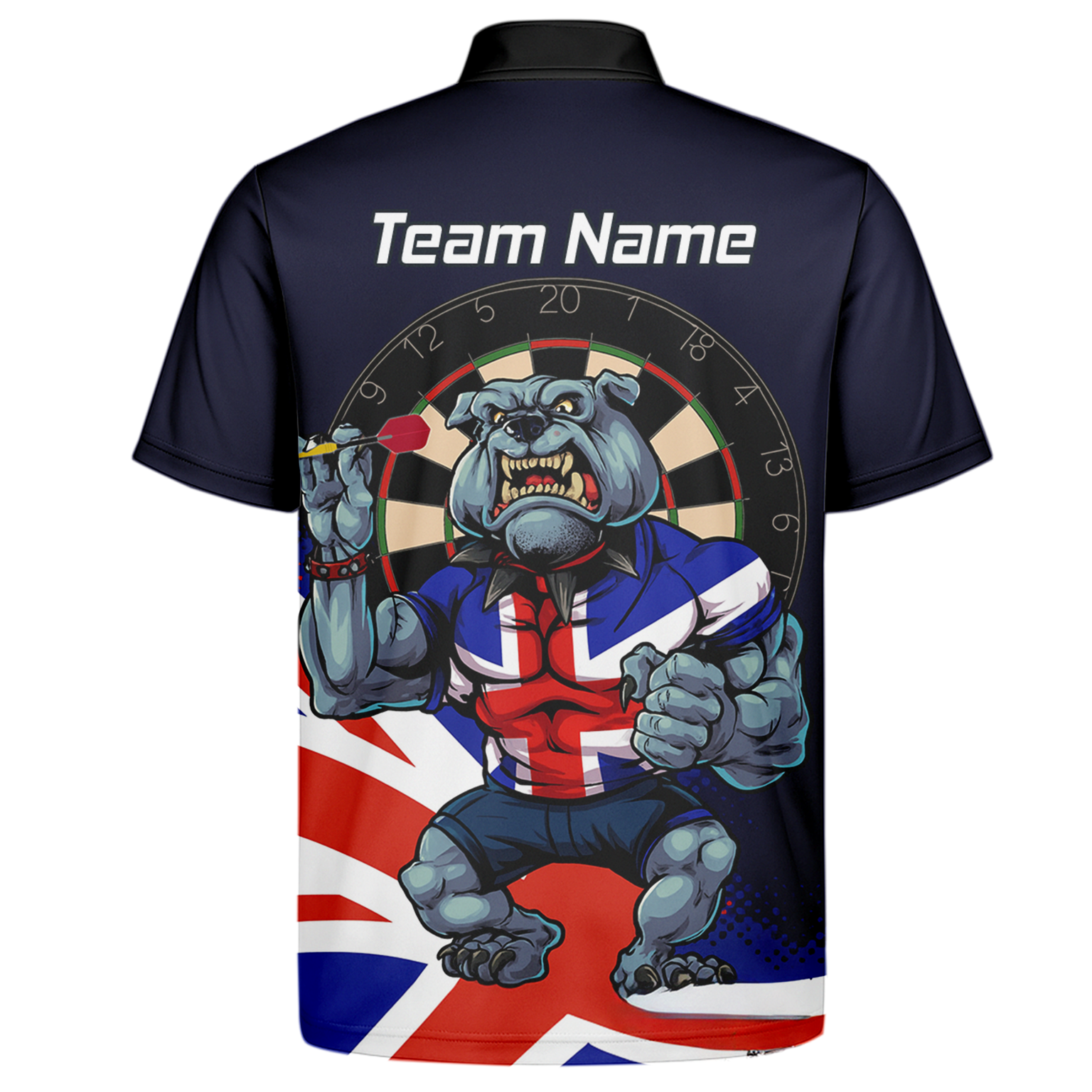 Personalised British Bulldog UK Darts Polo Shirt Navy Union Jack For Men L8151 additional image 7