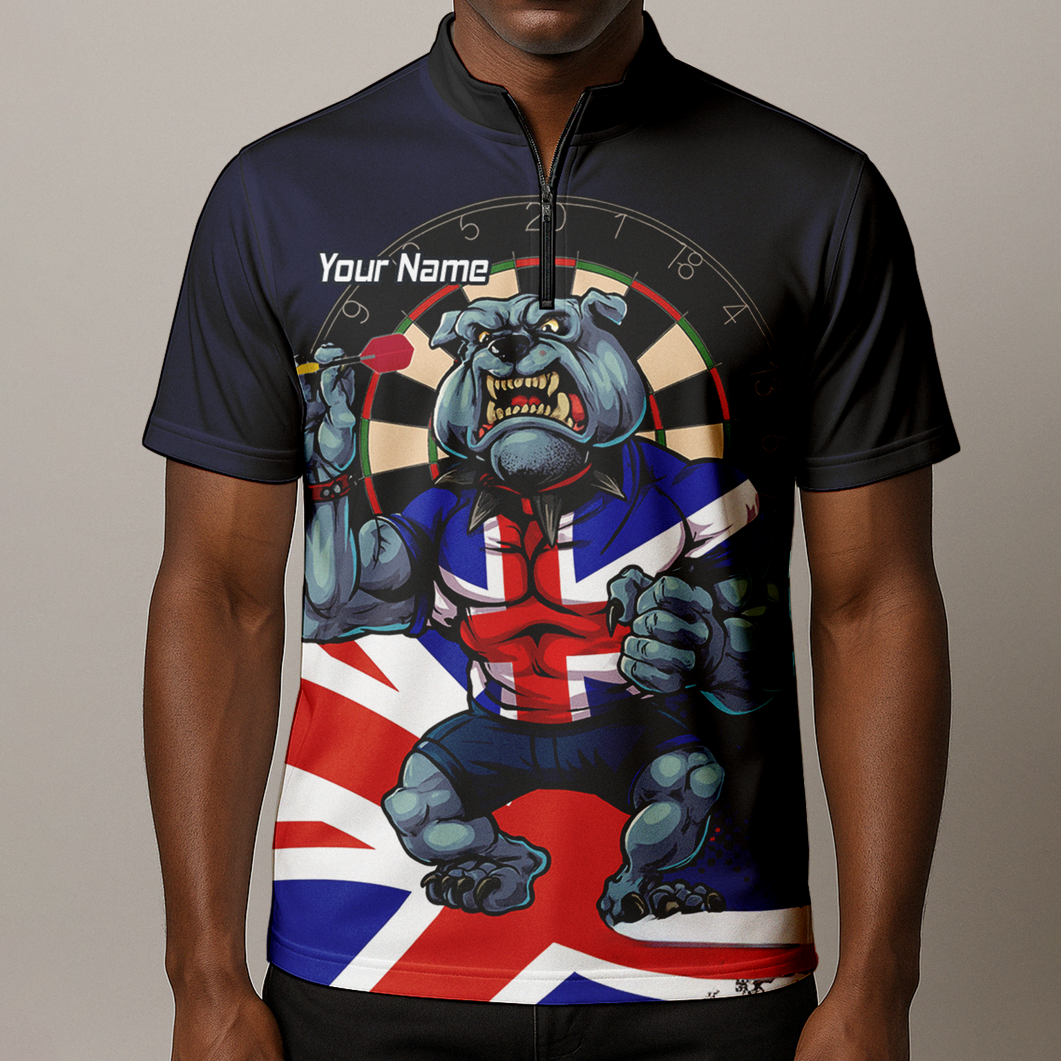 Personalised British Bulldog UK Darts Polo Shirt Navy Union Jack For Men L8151 additional image 8