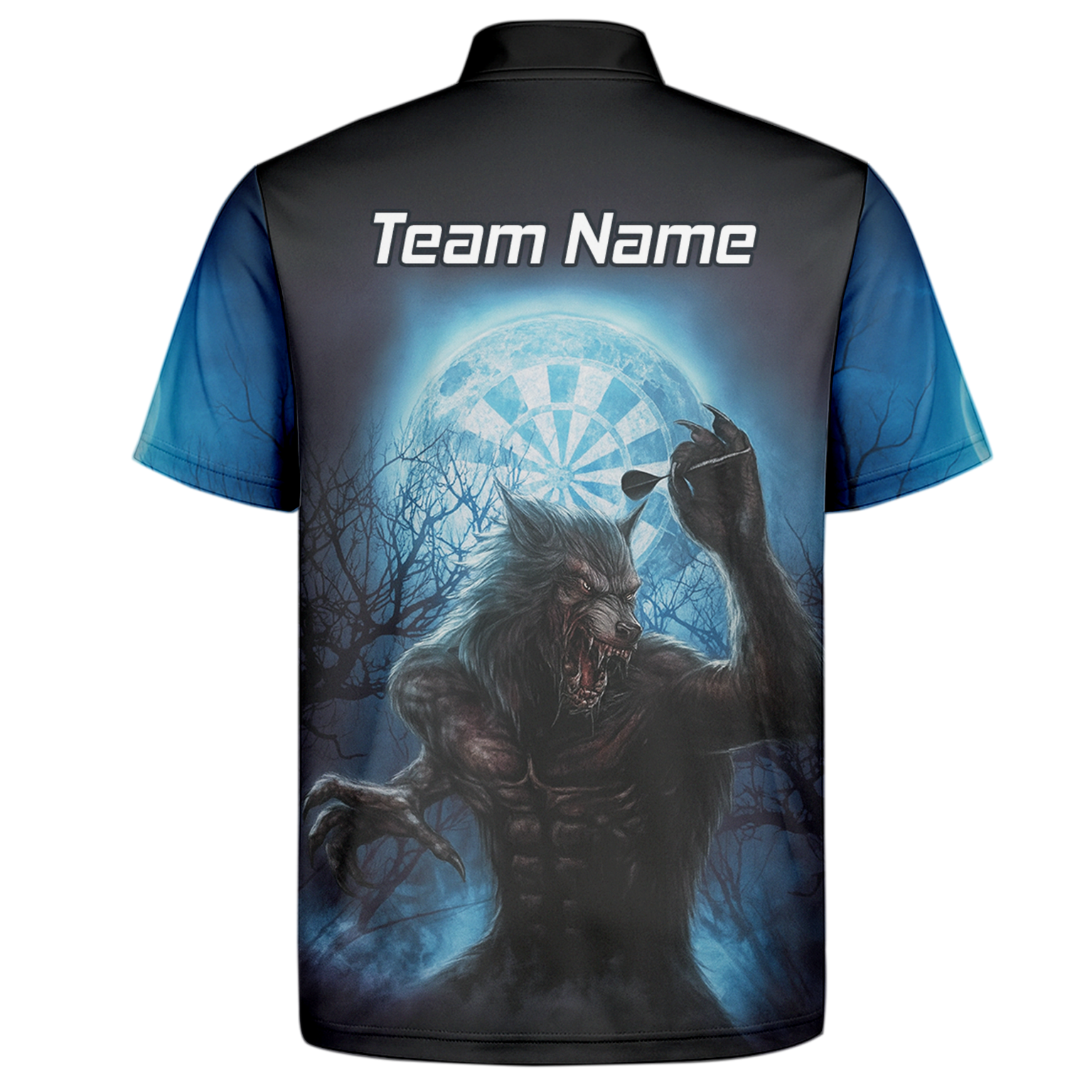 Personalised Werewolf Moon Darts Polo Shirt Blue Black For Men Z5250 additional image 7