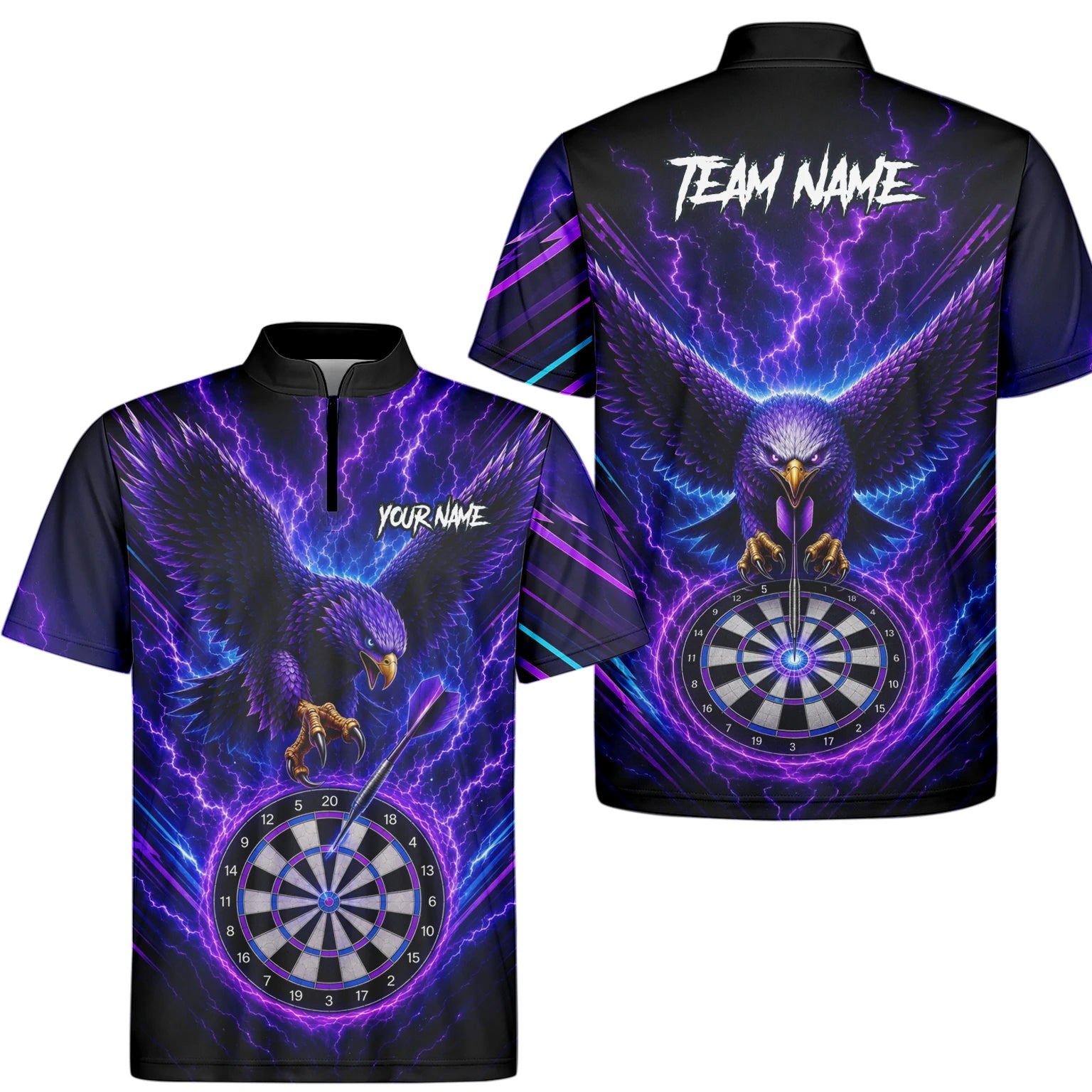 Personalised Purple Lightning Eagle Darts Polo Shirt For Men U478