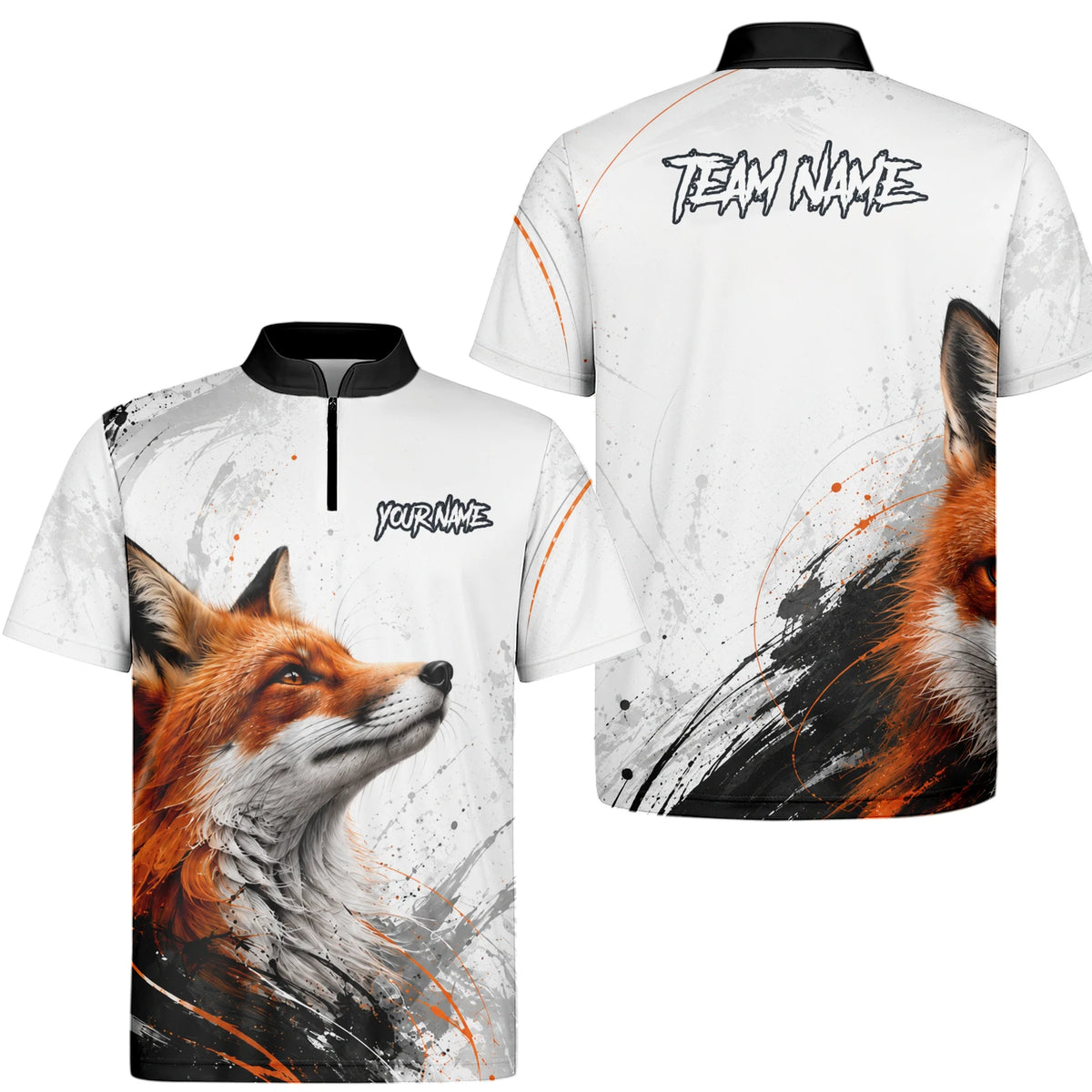 Personalised White Black Orange Fox Darts Shirt For Men D228