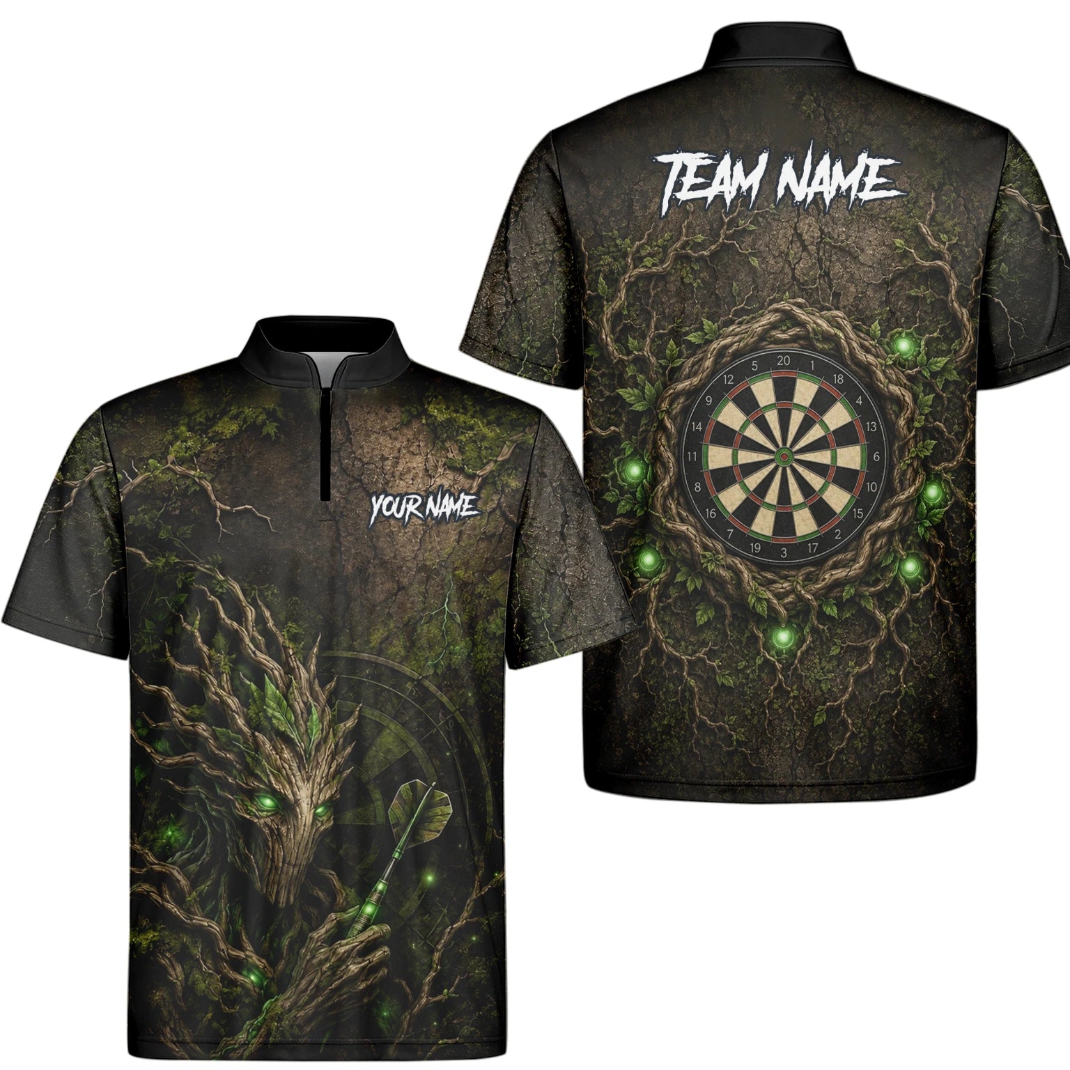 Personalised Dark Green Tree Ent Dartboard Darts Shirt For Men C913