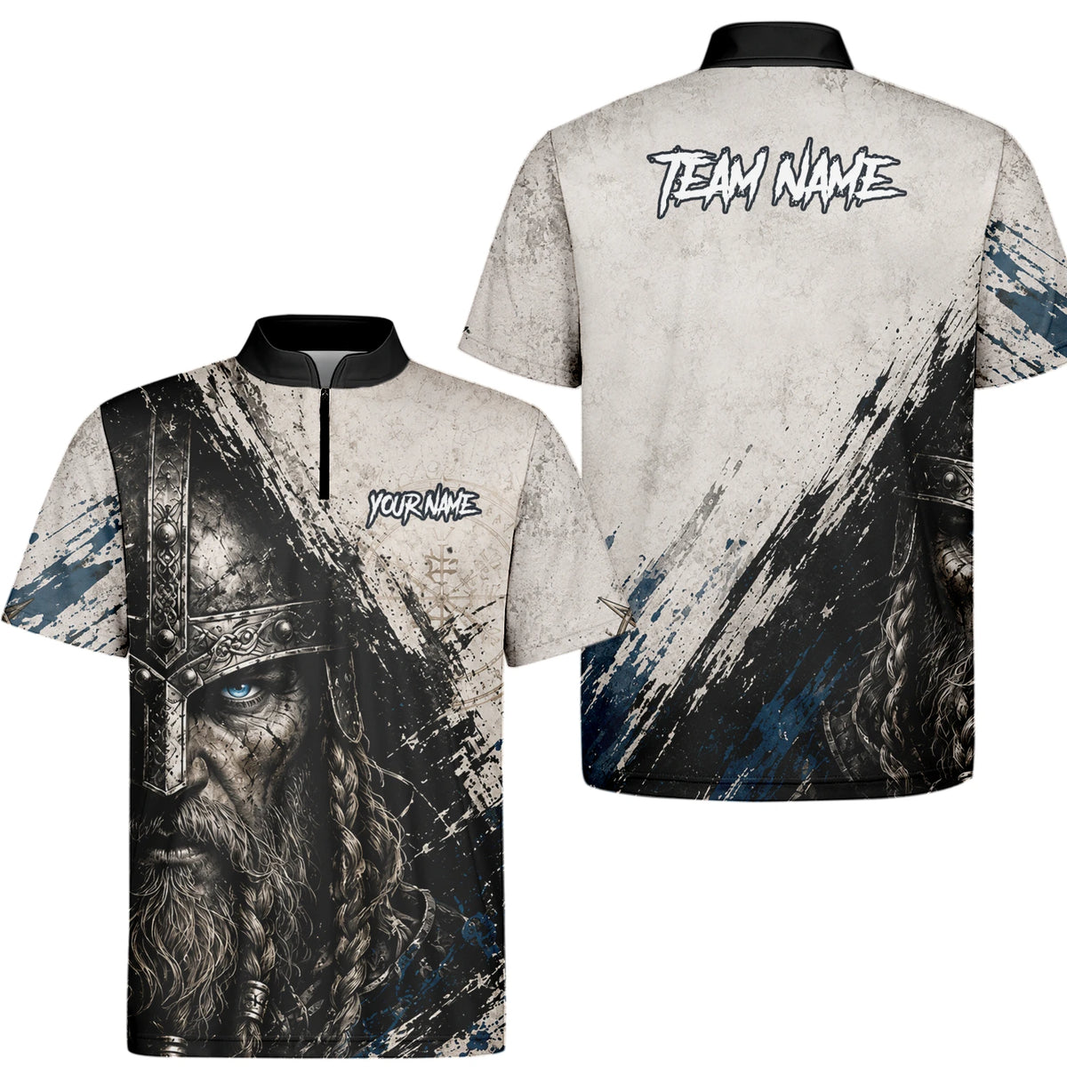 Personalised White Black Blue Viking Darts Shirt For Men U843