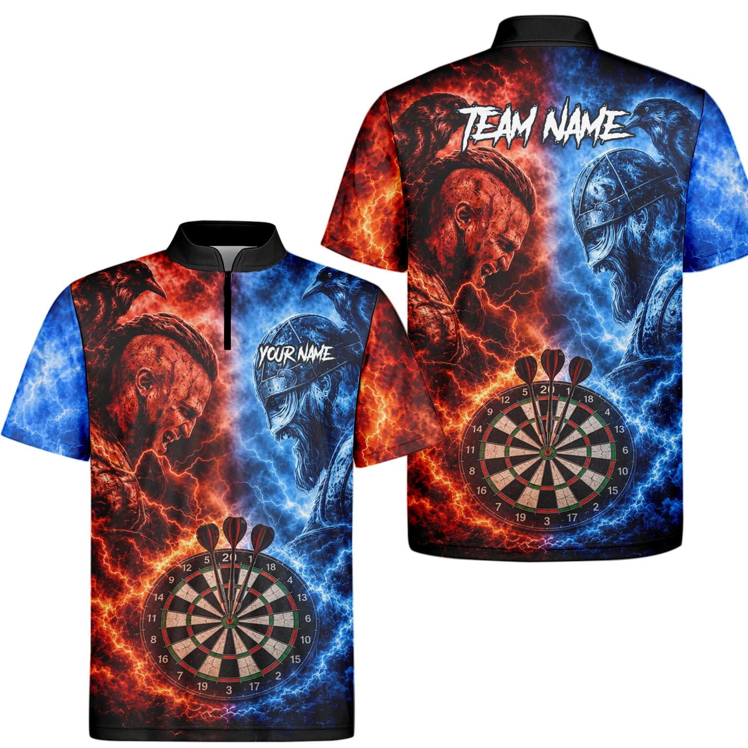 Personalised Red & Blue Viking Darts Shirt For Men I920