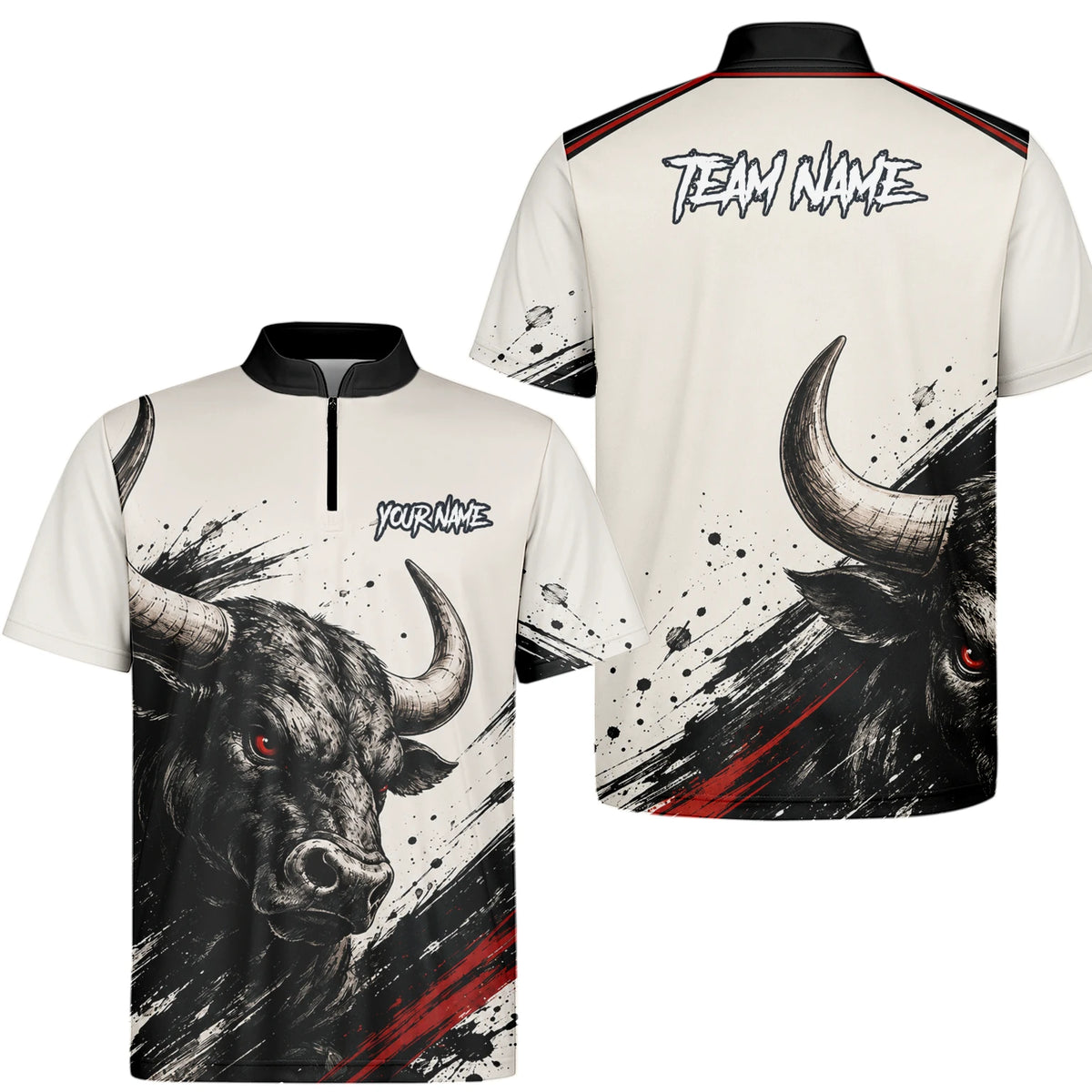 Personalised White Black Red Bull Darts Shirt For Men H473