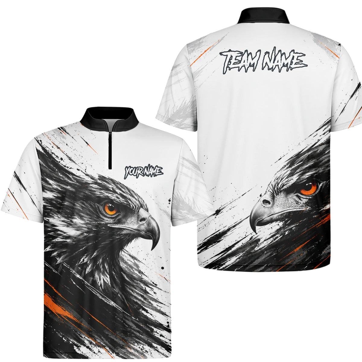 Personalised White Black Orange Eagle Darts Shirt For Men V695