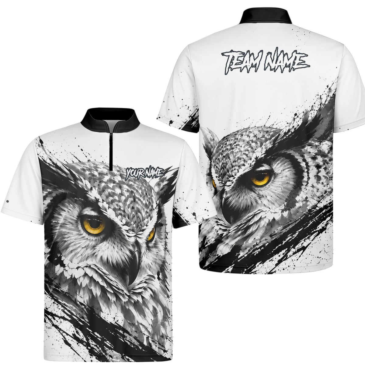 Personalised White Black Yellow Owl Darts Shirt For Men P128