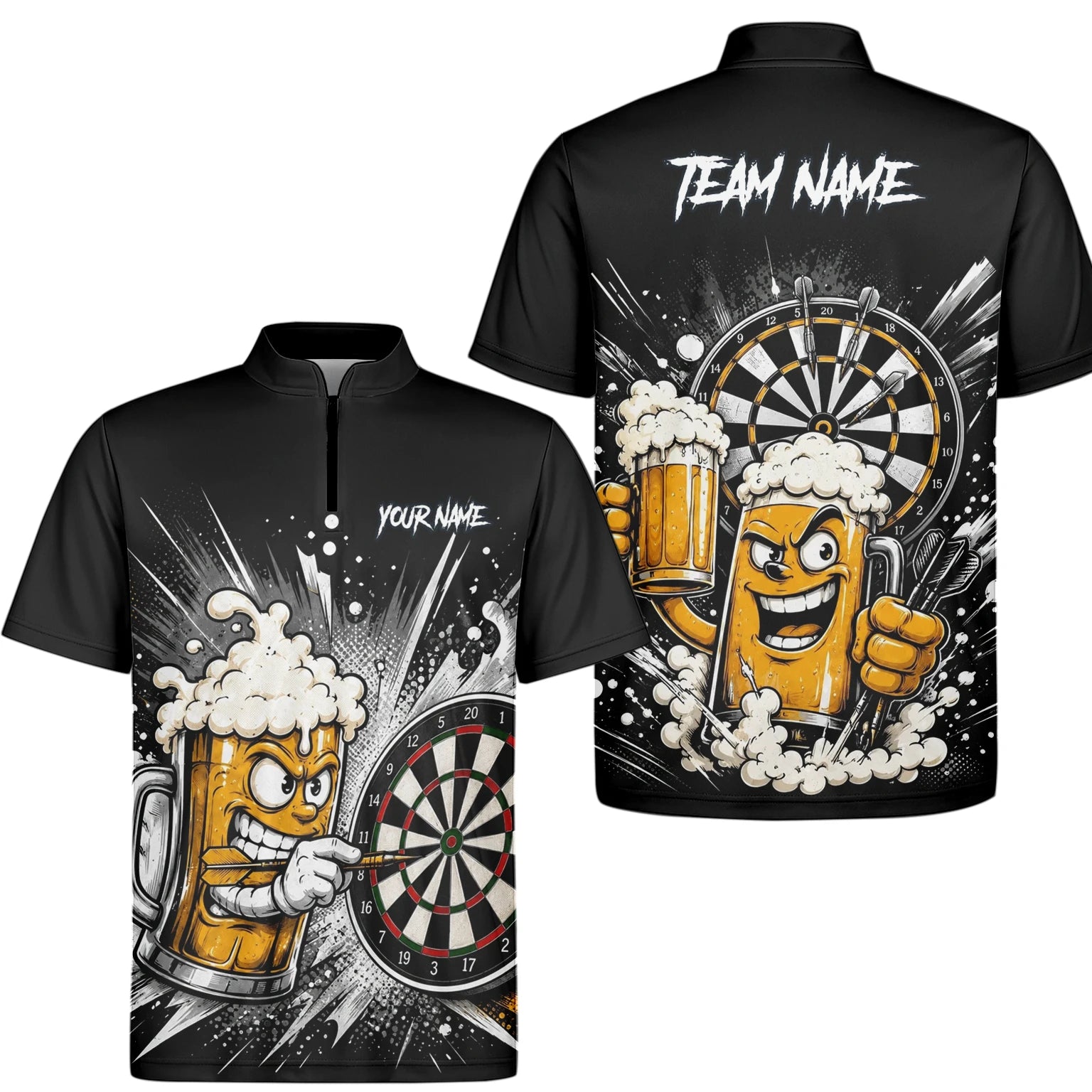 Personalised Beer Mug Darts Polo Shirt For Men S555