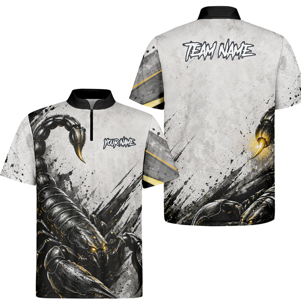 Personalised White Black Gold Scorpion Darts Shirt For Men S226