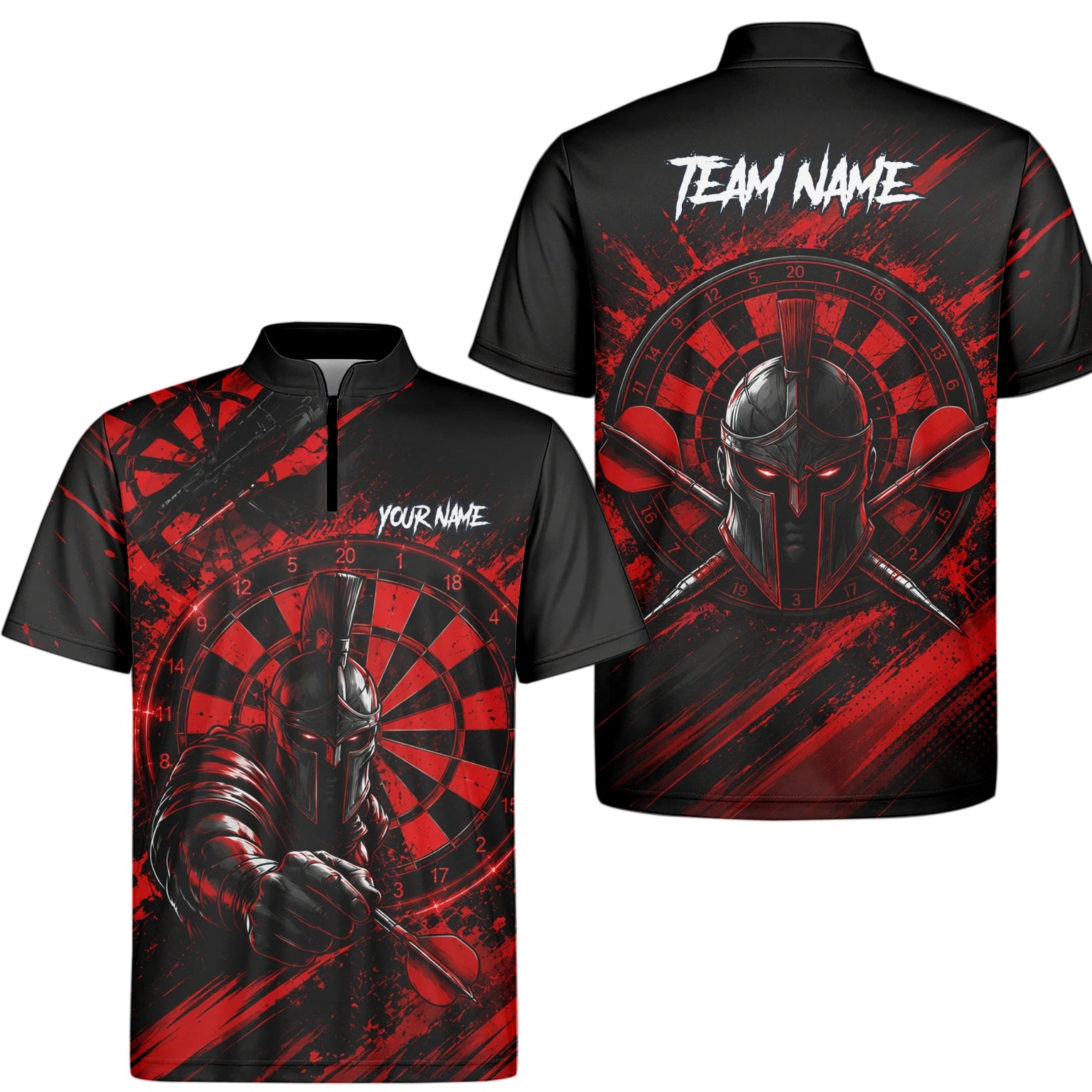 Personalised Red & Black Spartan Darts Polo Shirt For Men W276