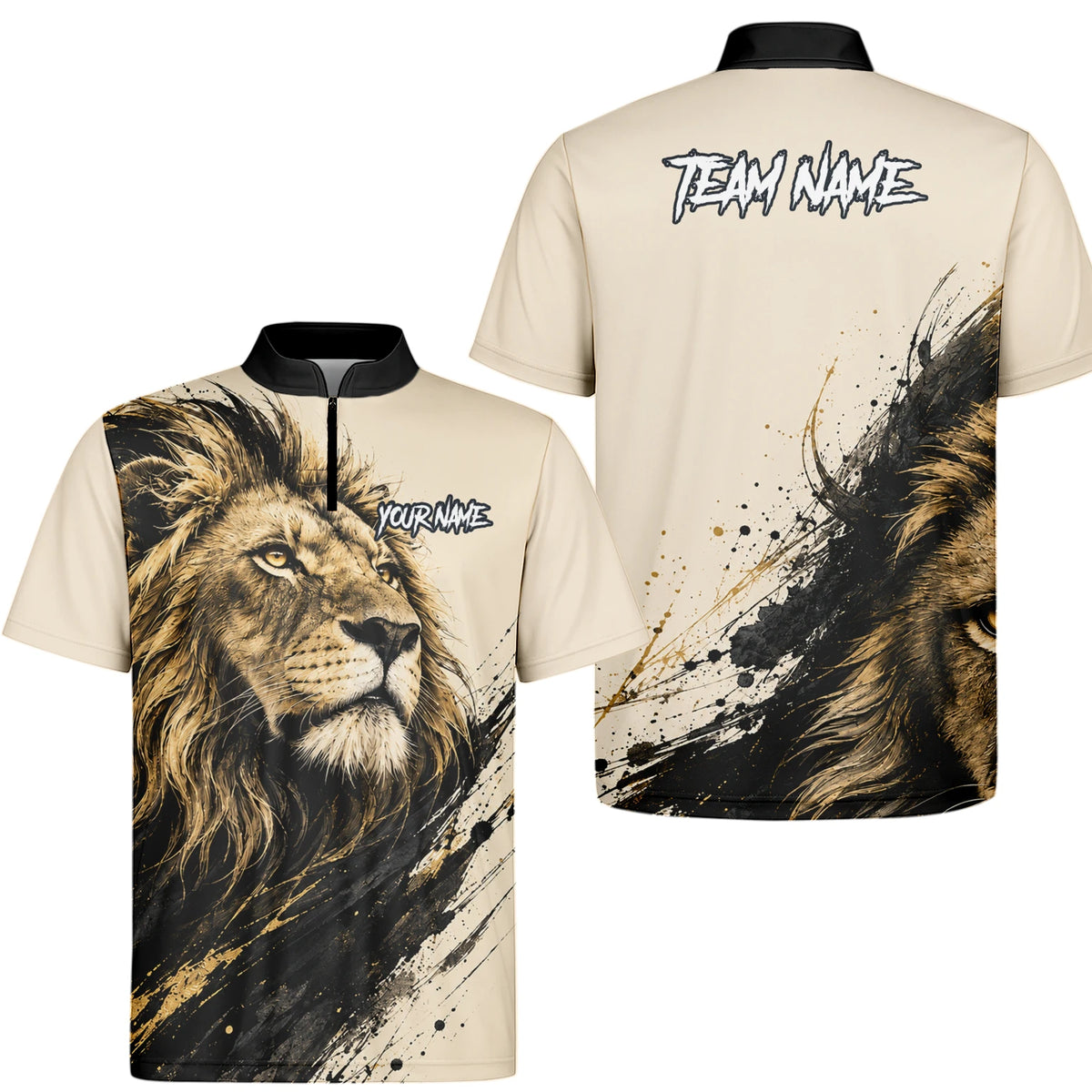 Personalised Cream Black Gold Lion Darts Shirt For Men Q209