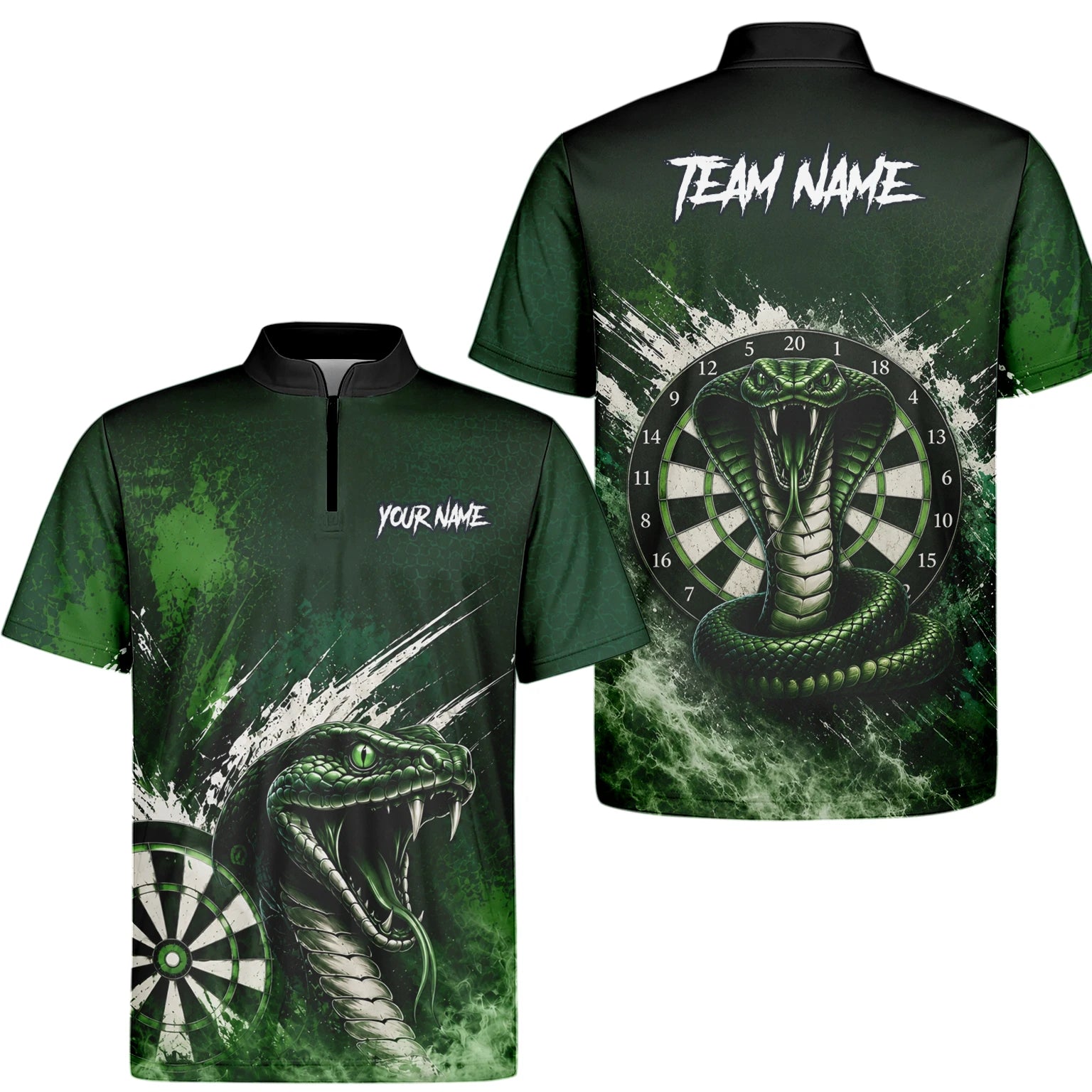 Personalised Green & Black Cobra Dartboard Darts Shirt For Men M244