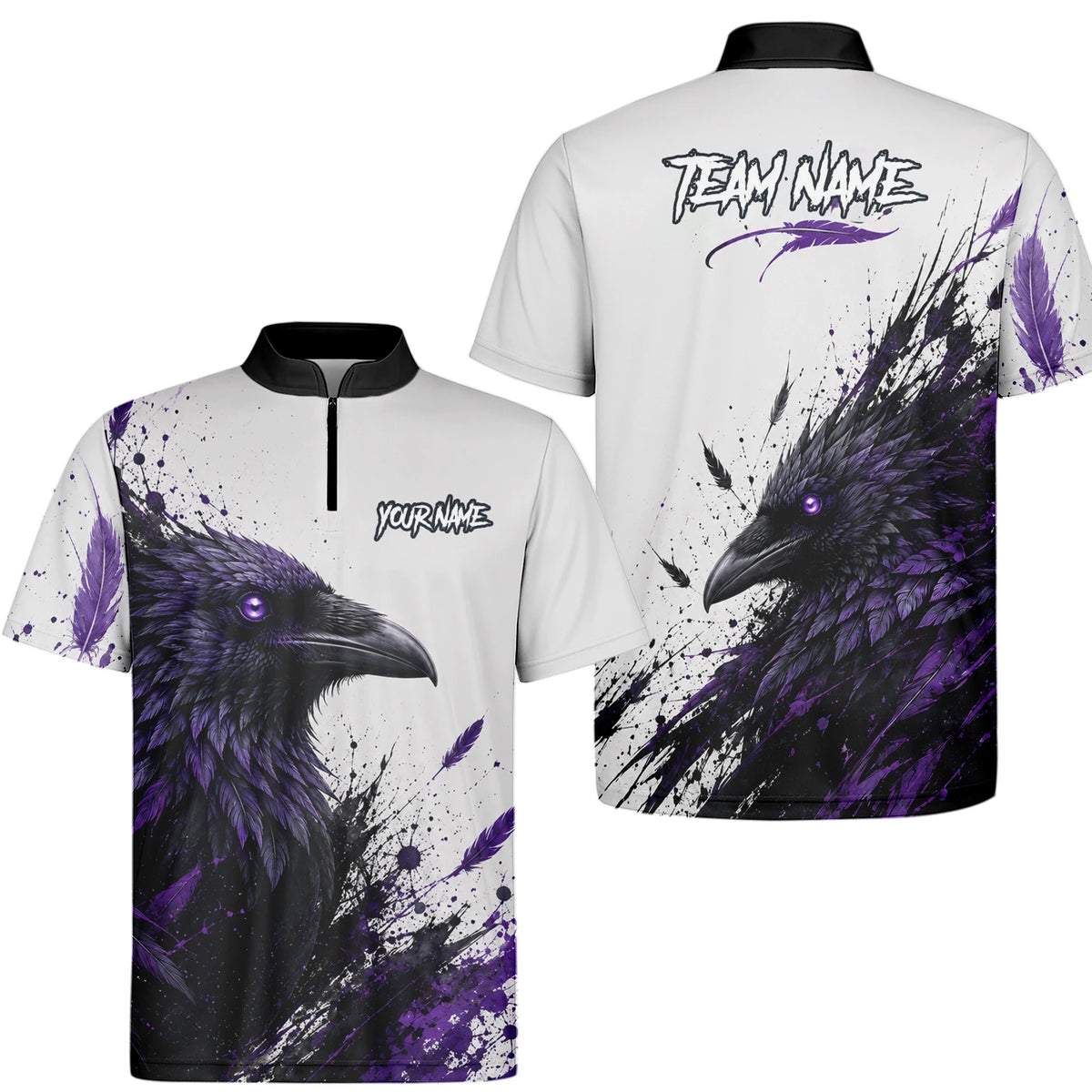 Personalised White Black Purple Raven Darts Shirt For Men Z888