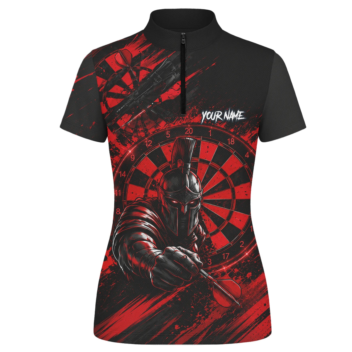 Personalised Red & Black Spartan Darts Polo Shirt For Women W276