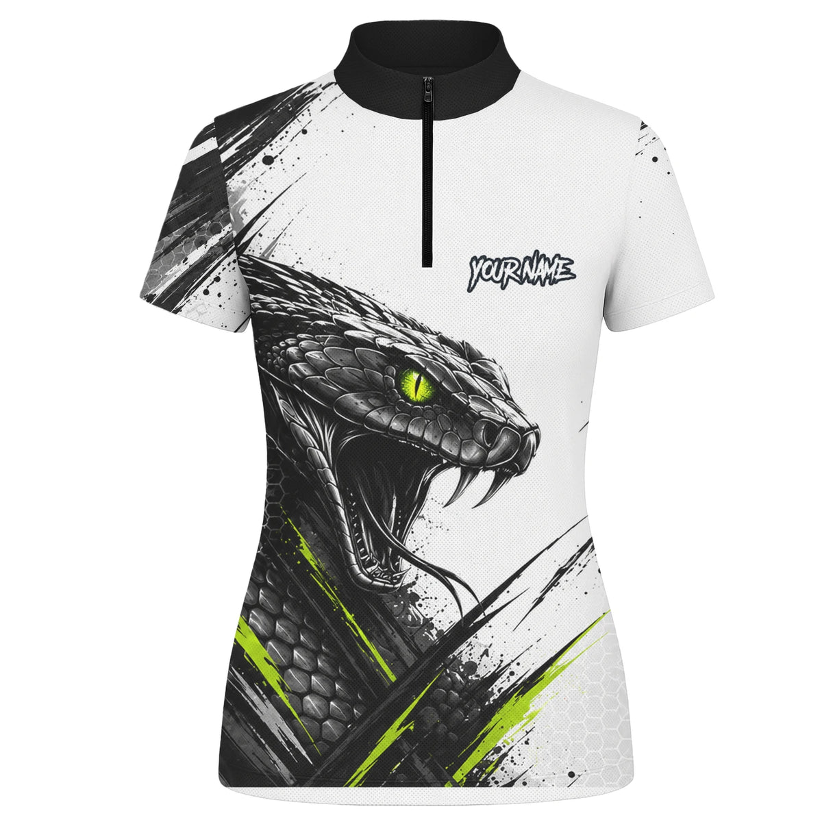 Personalised White Black Green Cobra Darts Shirt For Women I051