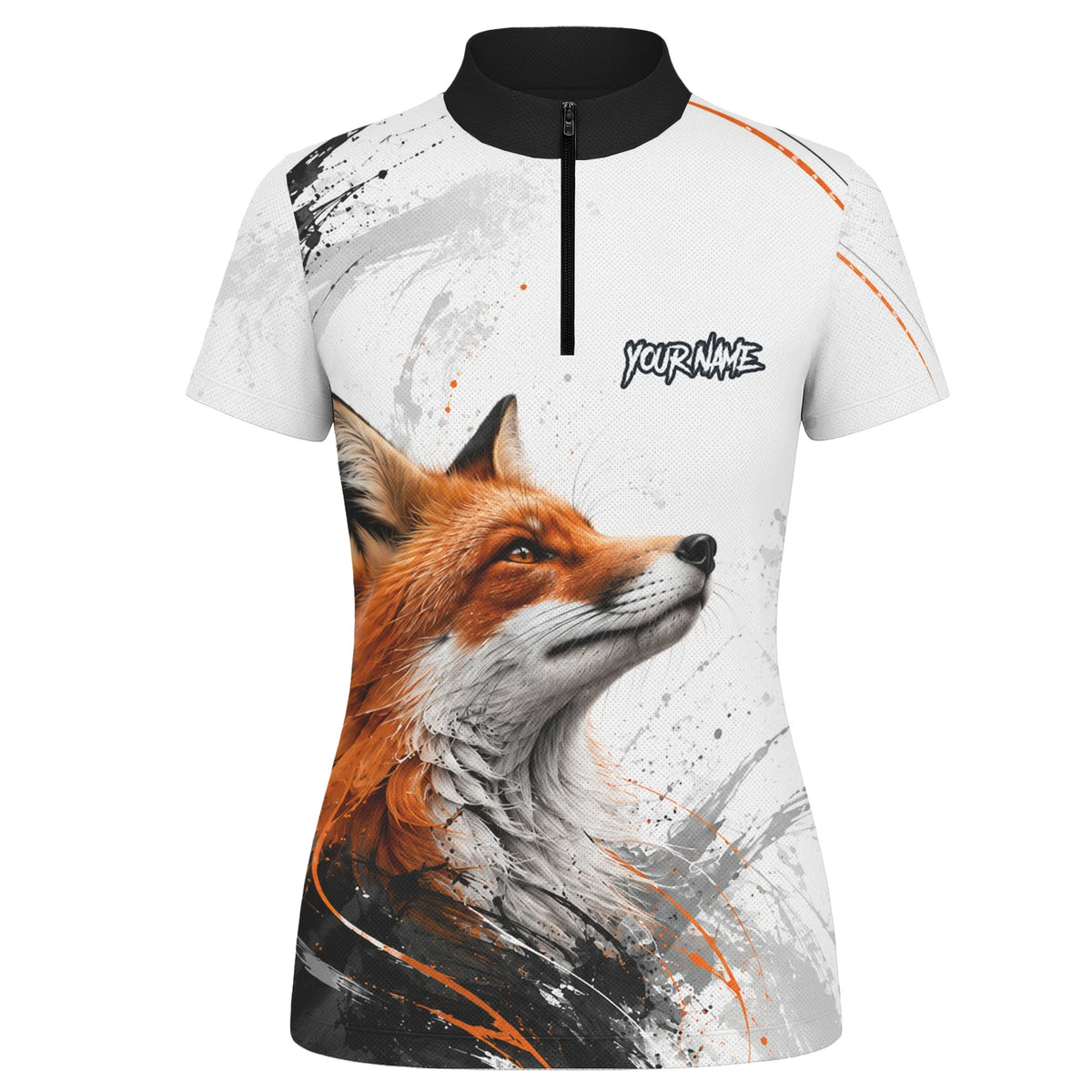 Personalised White Black Orange Fox Darts Shirt For Women D228