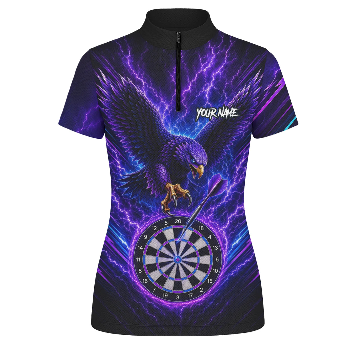 Personalised Purple Lightning Eagle Darts Polo Shirt For Women U478