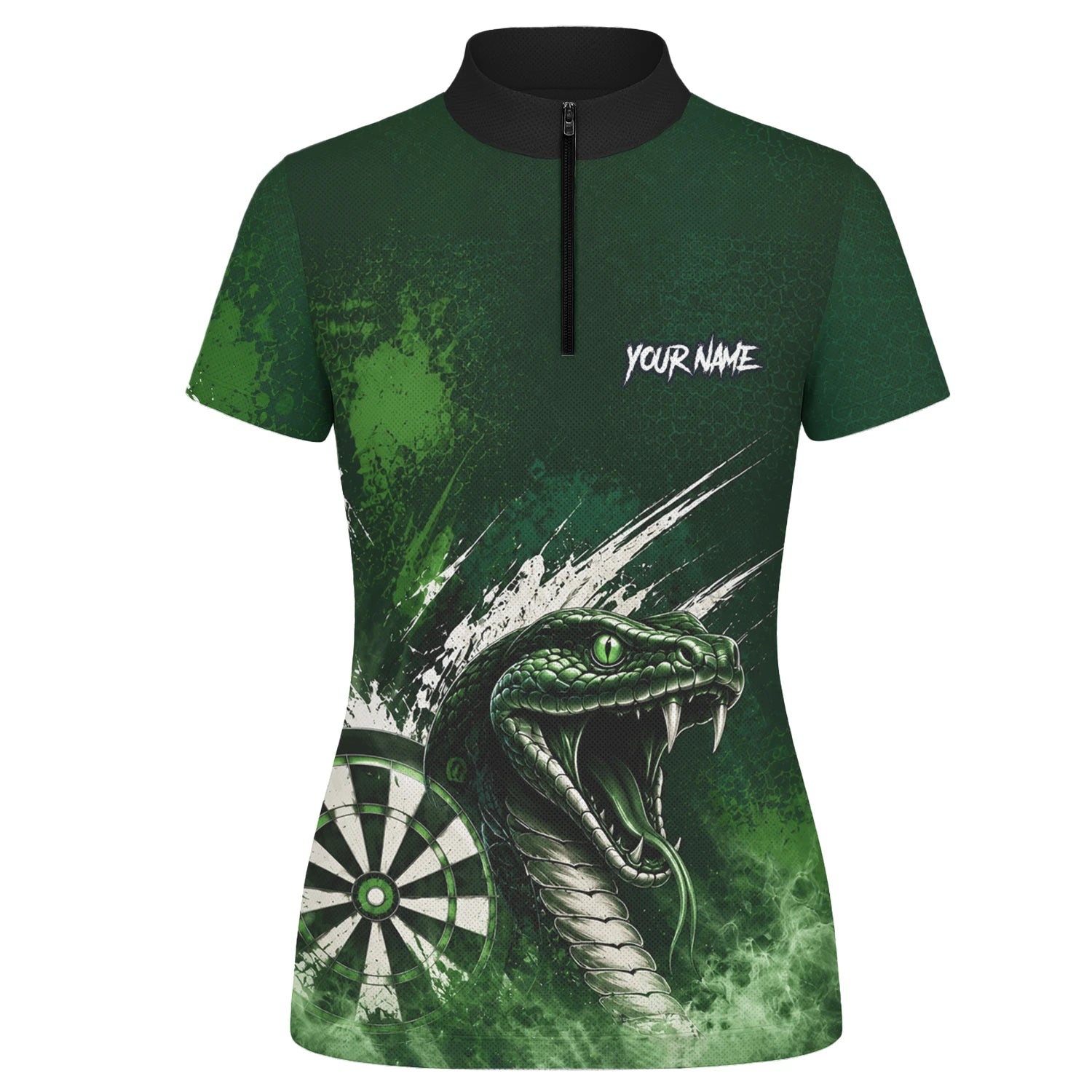Personalised Green & Black Cobra Dartboard Darts Shirt For Women M244
