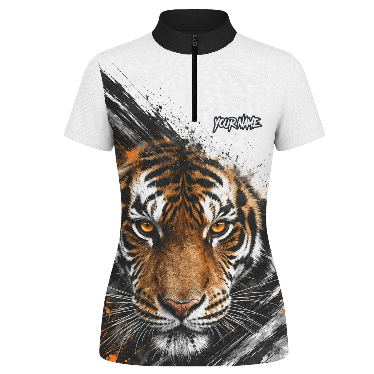 Personalised White Black Orange Tiger Darts Shirt For Women N832