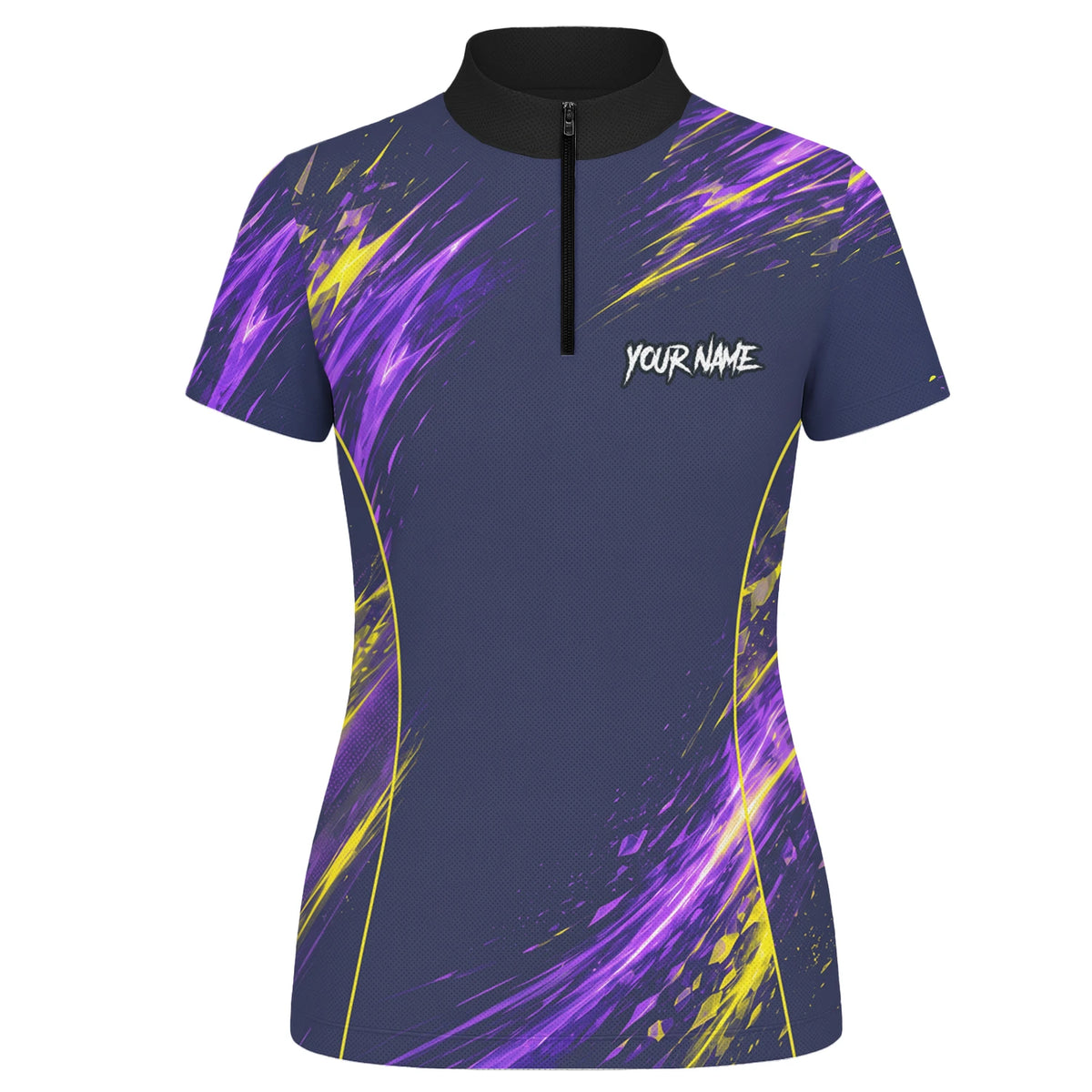 Personalised Navy Purple Yellow Abstract Darts Shirt For Women D517